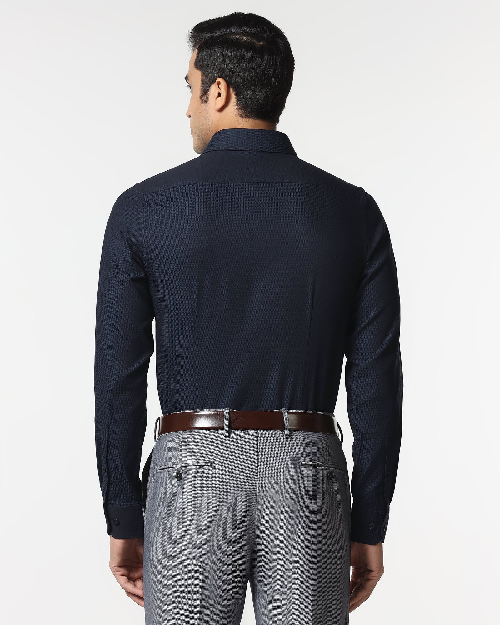Navy Textured Shirt - Robin - Image 2