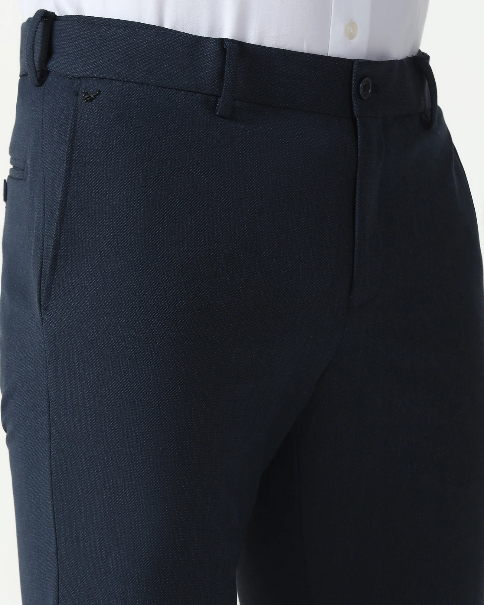 Navy Textured Trouser - Chivas - Image 4