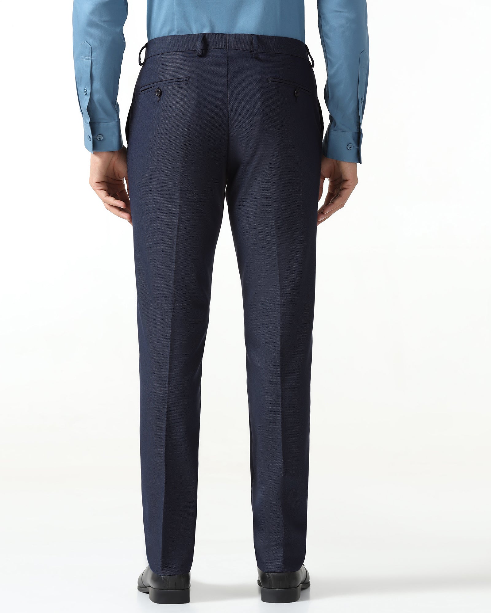 Navy Textured Trouser - Monk - Image 2