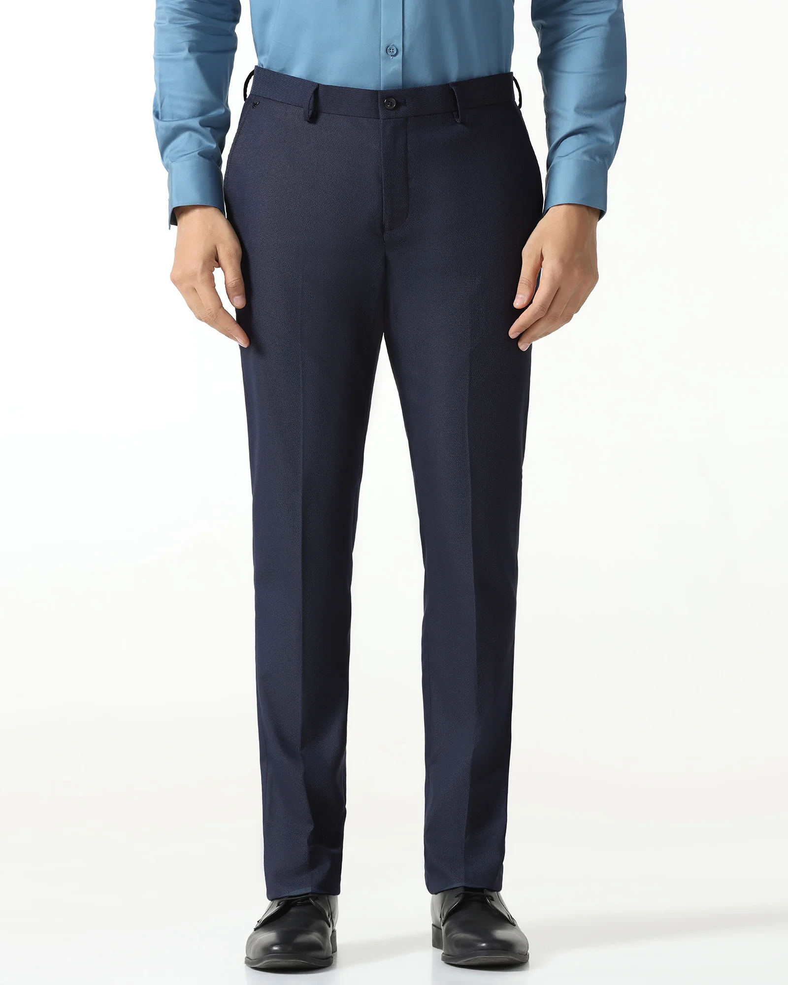 Navy Textured Trouser - Monk - Image 3