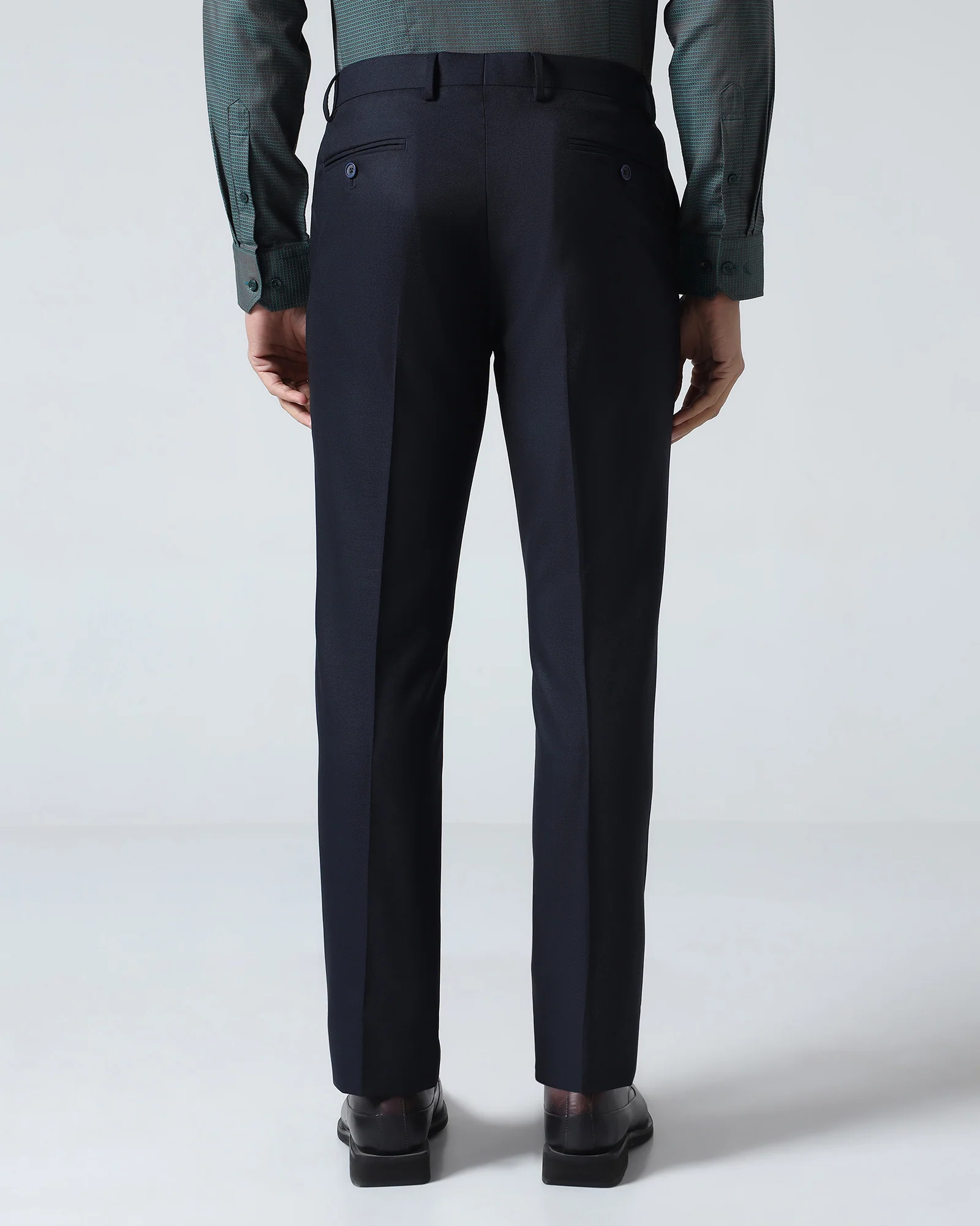 Navy Textured Trouser - Peroni - Image 2