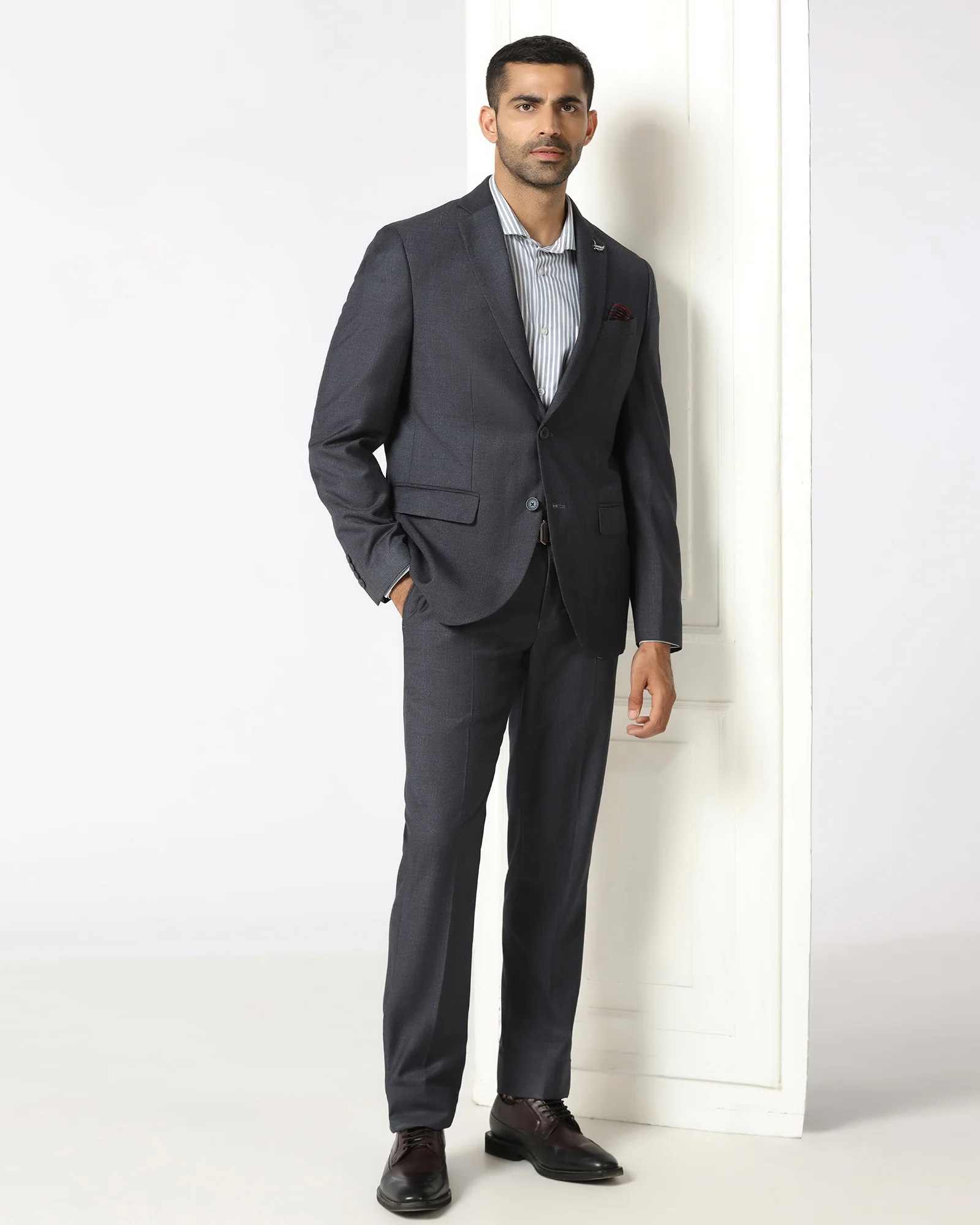 Navy Two Piece Check Suit - Donet - Image 7