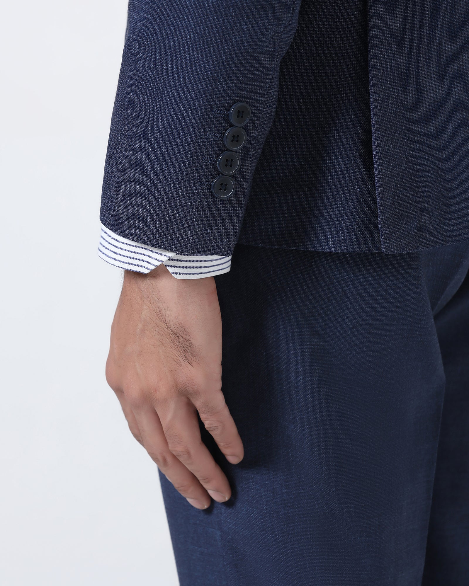 Navy Two Piece Textured Suit - Rex - Image 5