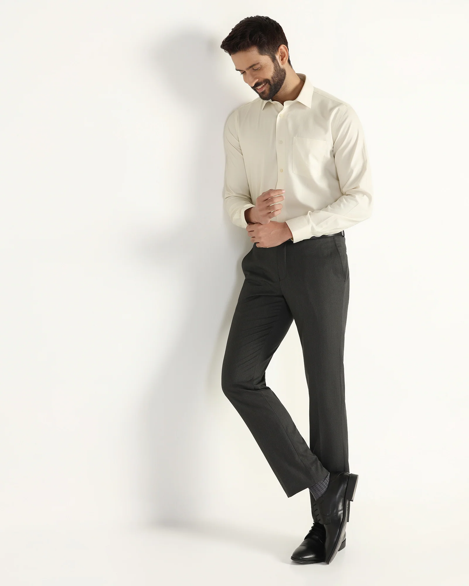 Non Iron Formal Cream Textured Shirt - E31 - Image 8