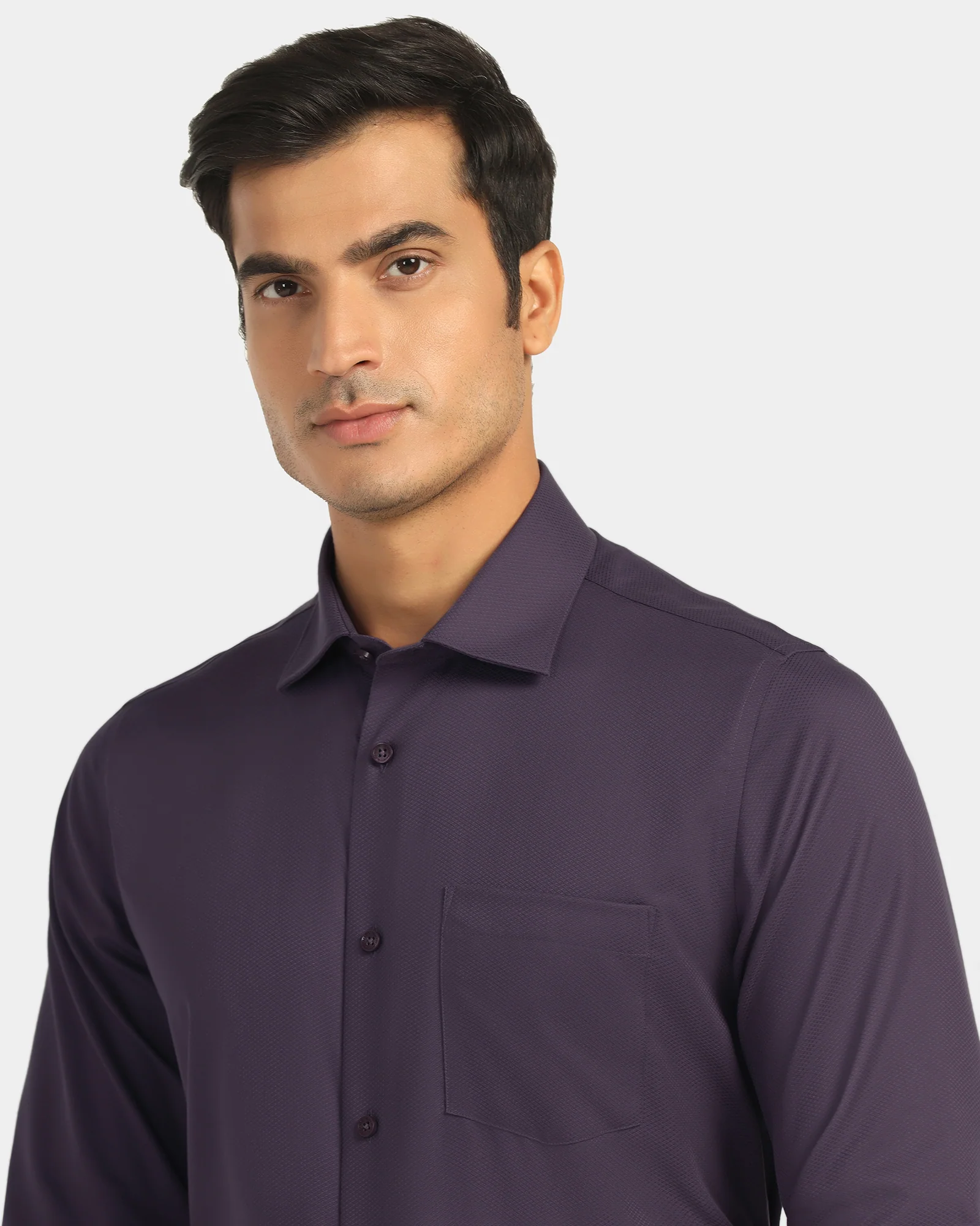 Non Iron Formal Purple Solid Shirt - P31 - Image 4