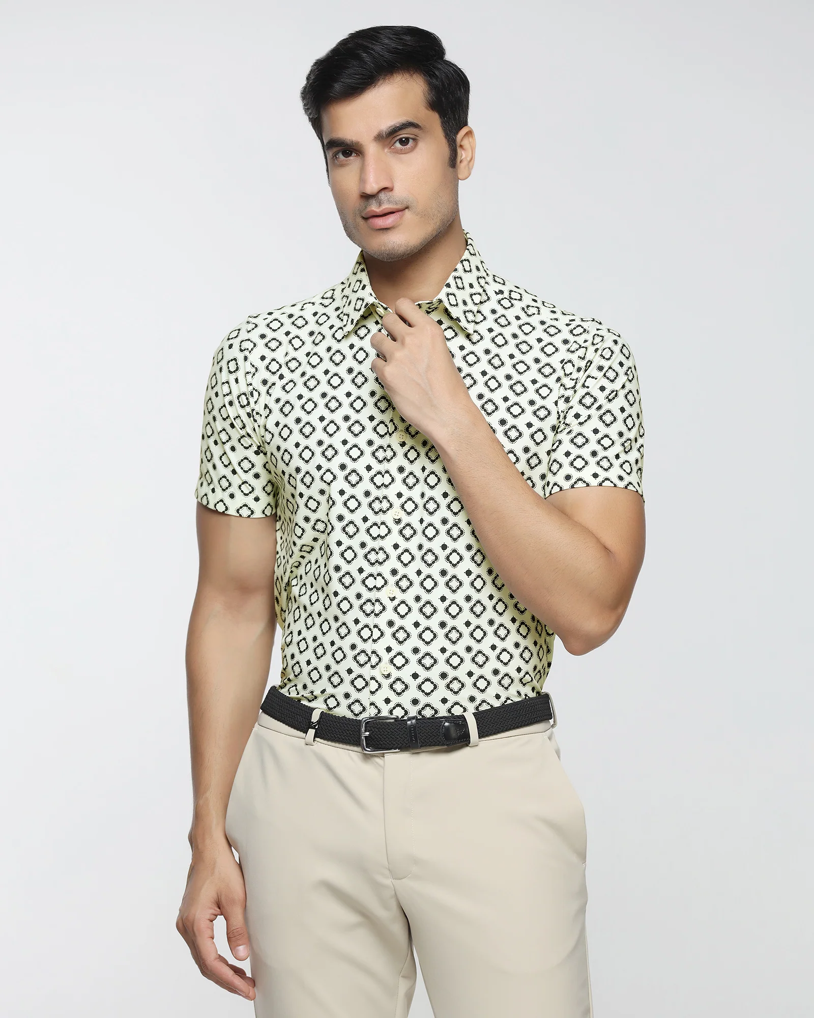 Off White Half Sleeve TechPro Printed Shirt - Ronnel - Image 8