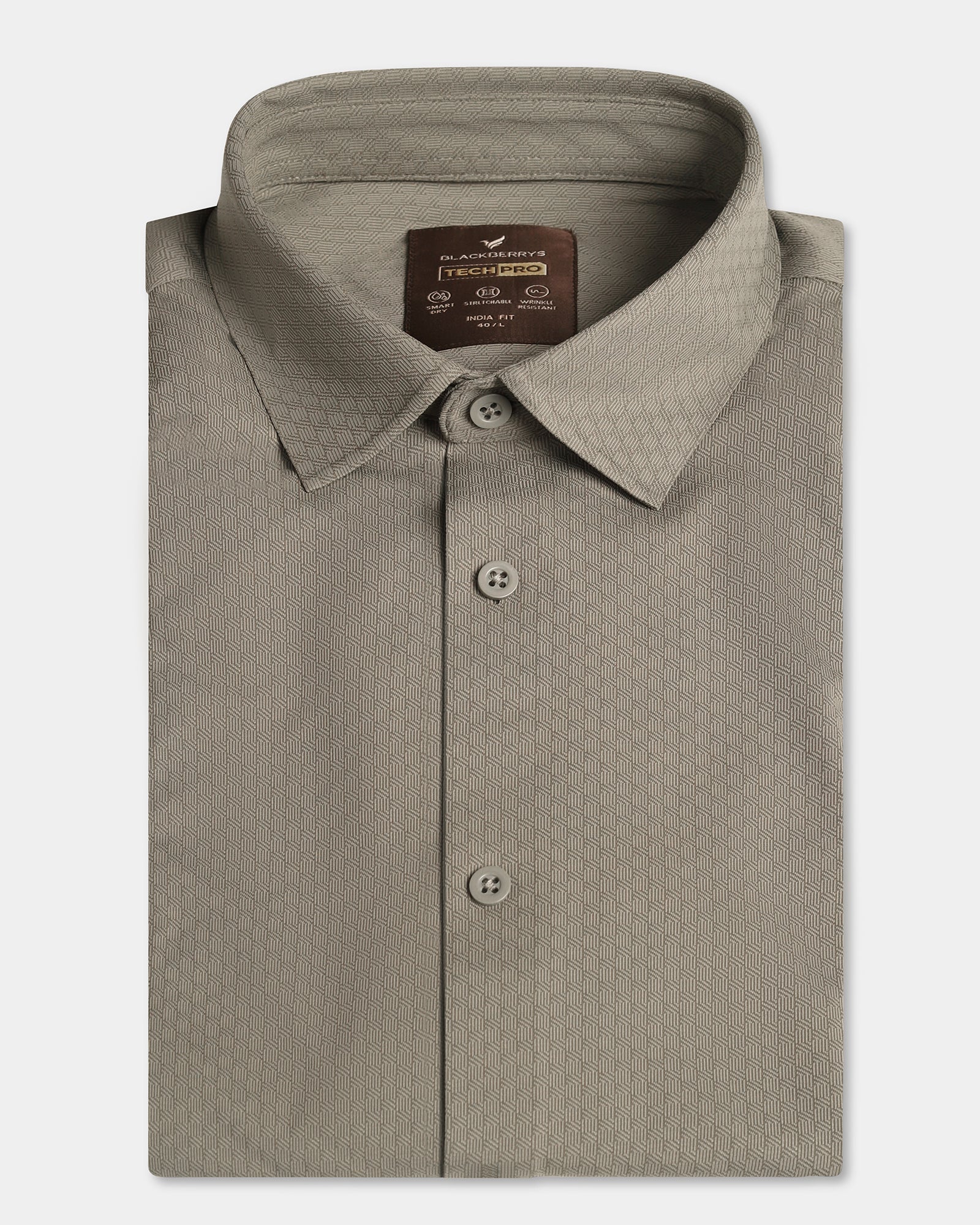 Olive Half Sleeve TechPro Textured Shirt - Hurton - Image 5