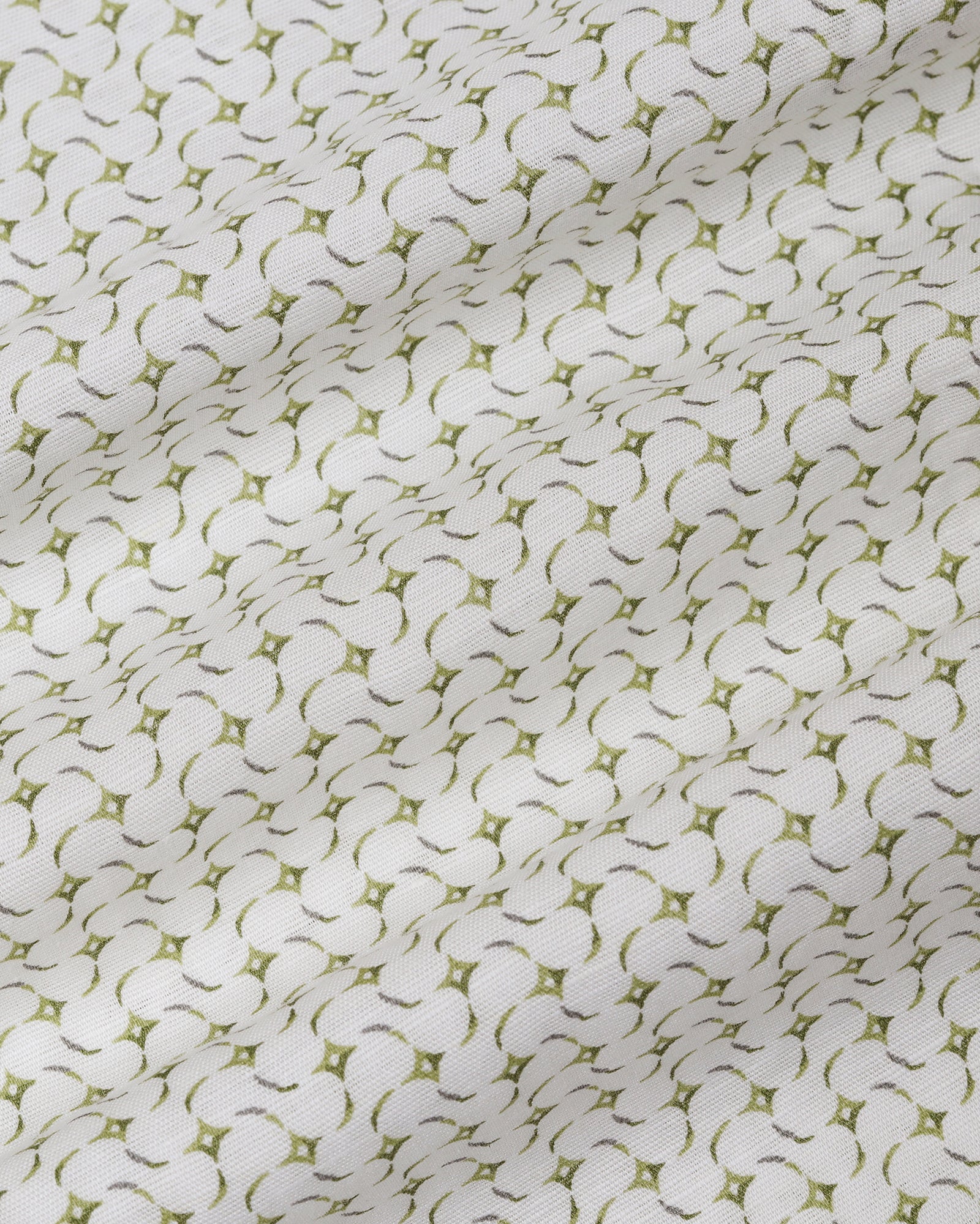 Olive Linen Printed Shirt - Silvano - Image 6