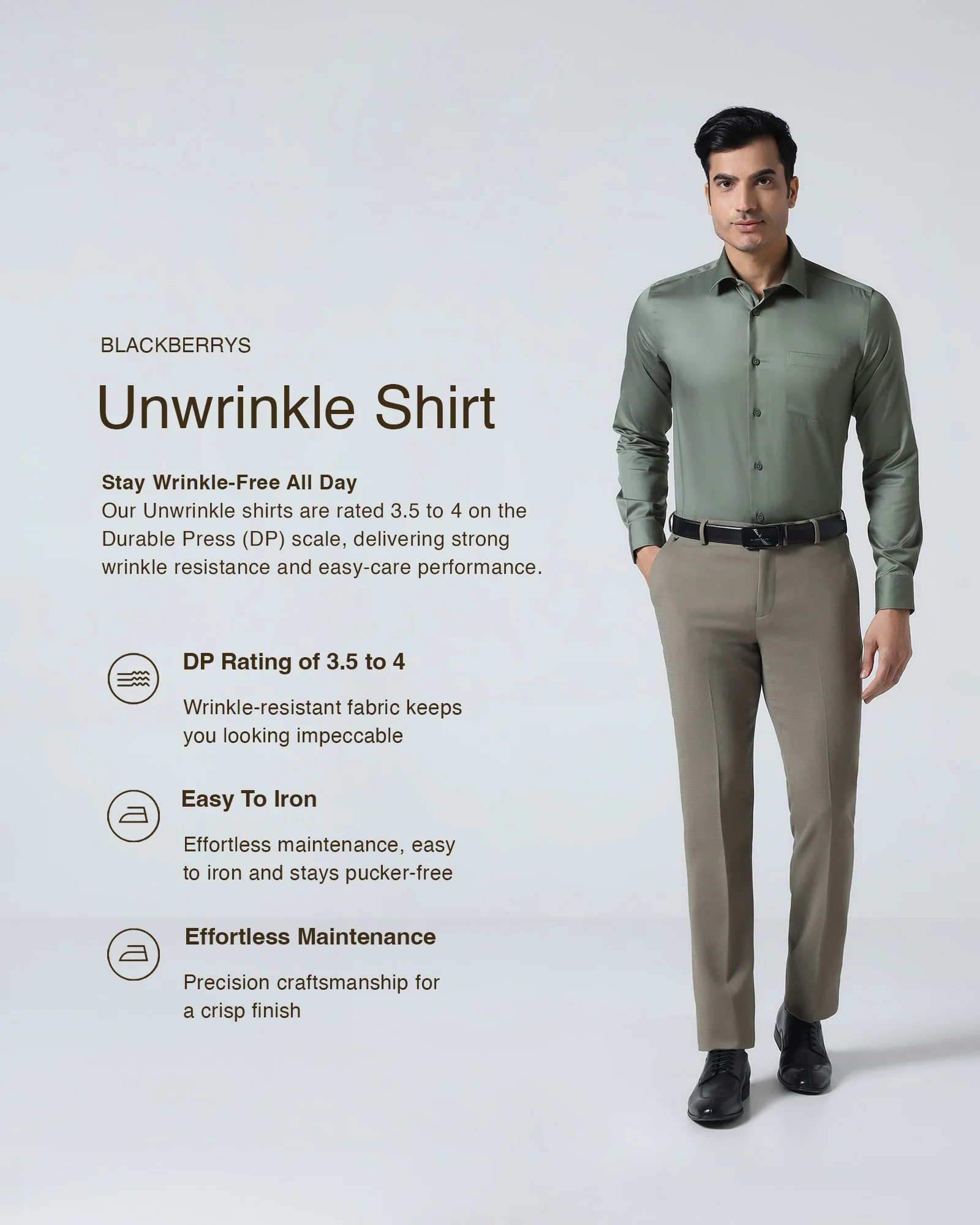 Olive Unwrinkle Solid Shirt - Sylvia - Image 3
