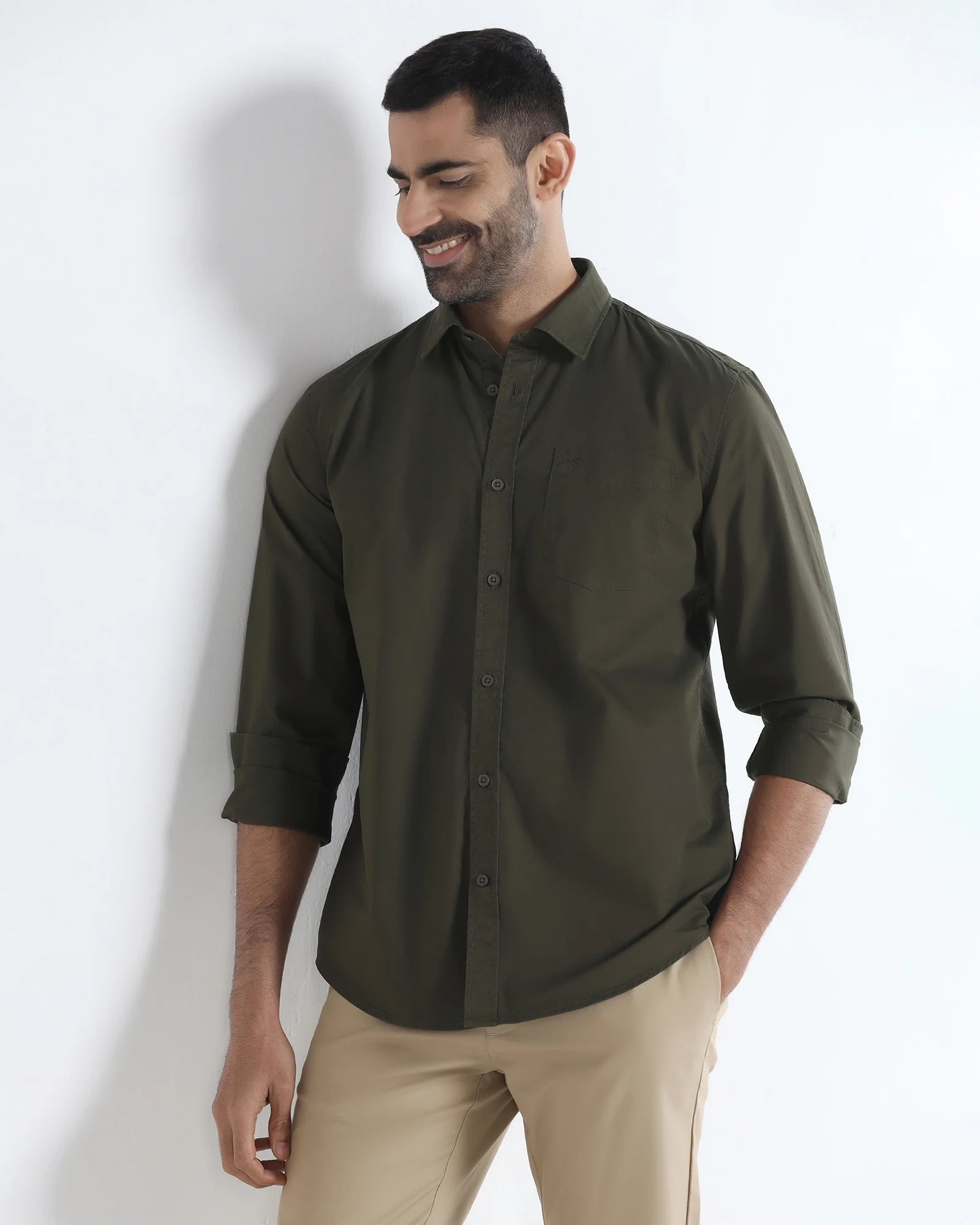 Olive Solid Shirt - Zento - Image 8
