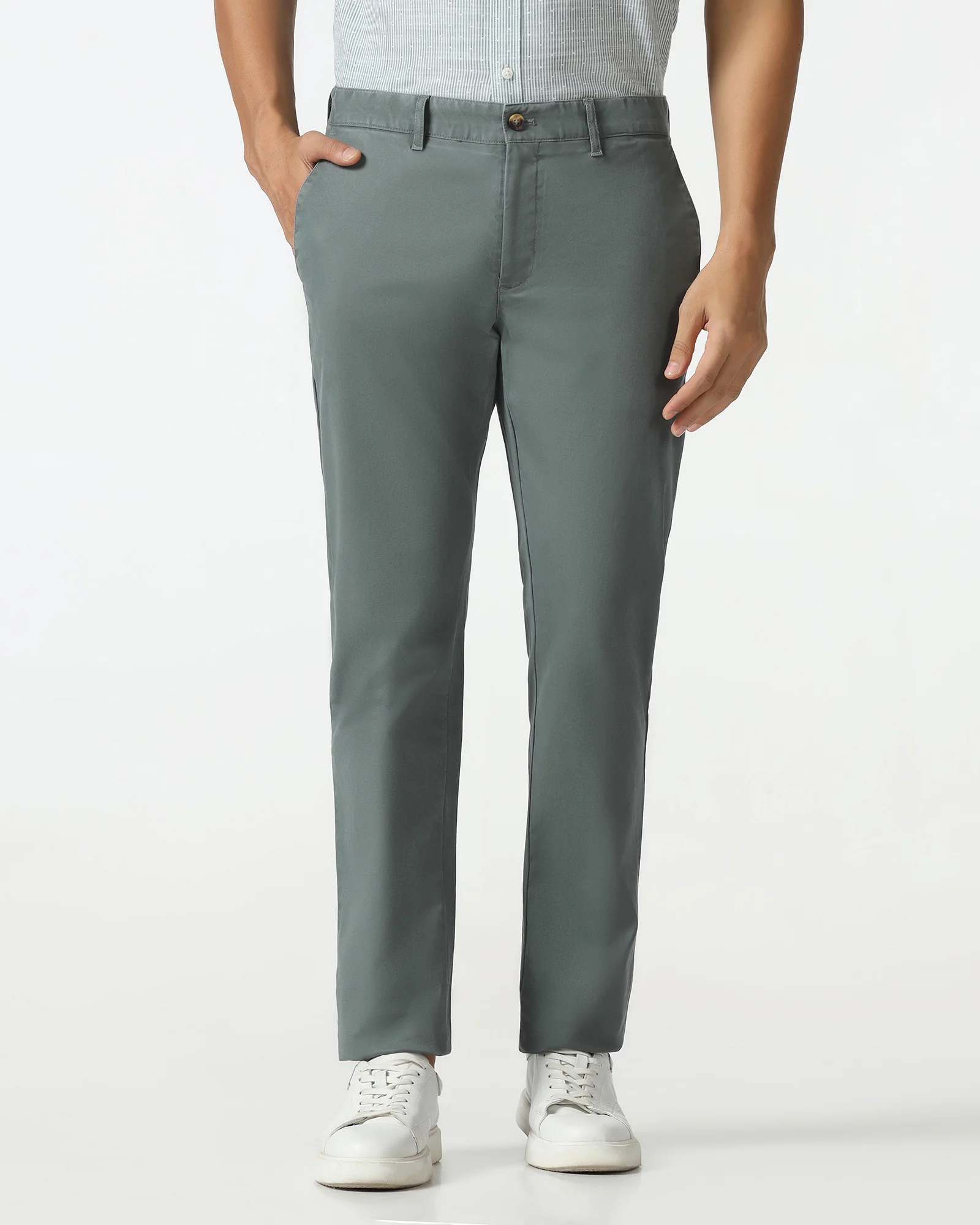 Olive Textured Khakis - Kary - Image 3
