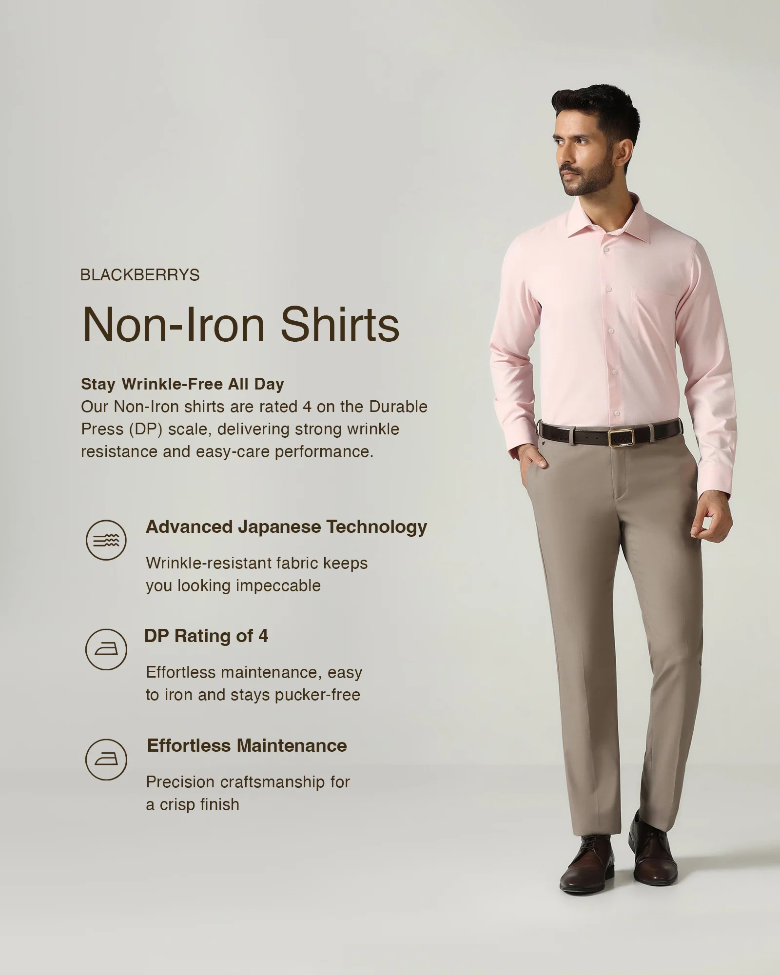 Peach Non Iron Textured Shirt - Racob - Image 3