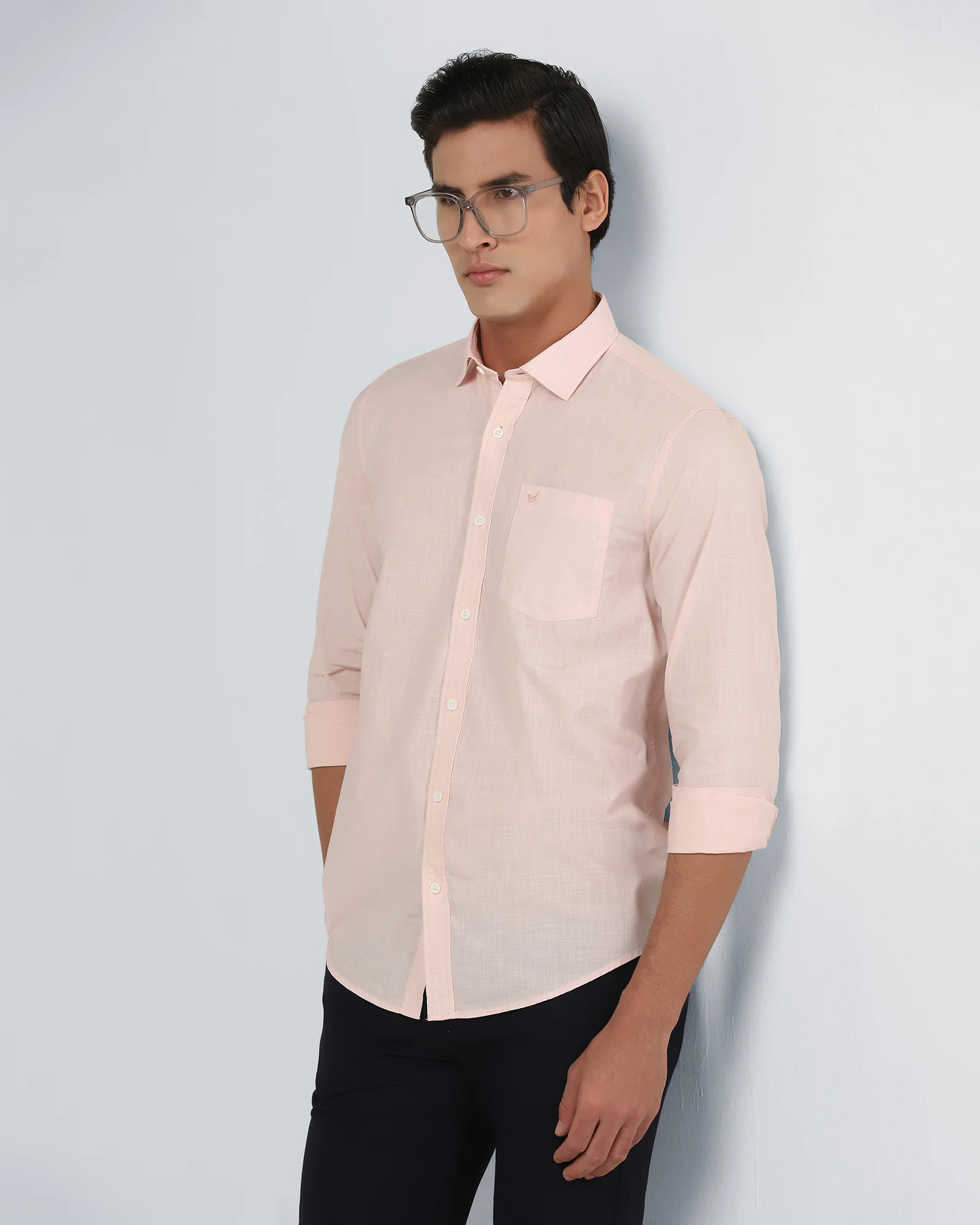 Peach Solid Shirt - Gobert - Image 7
