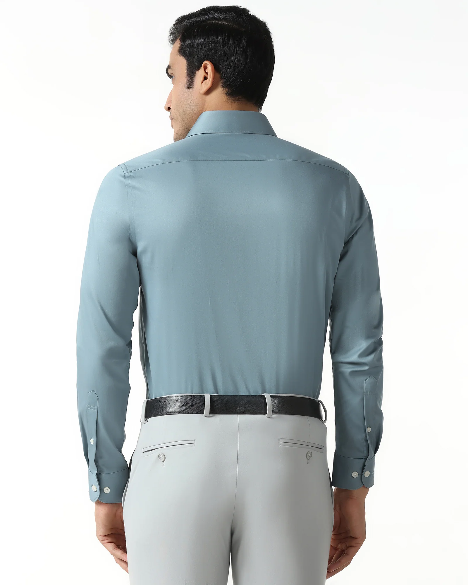 Petrol Blue Unwrinkle Solid Shirt - Sylvia - Image 2