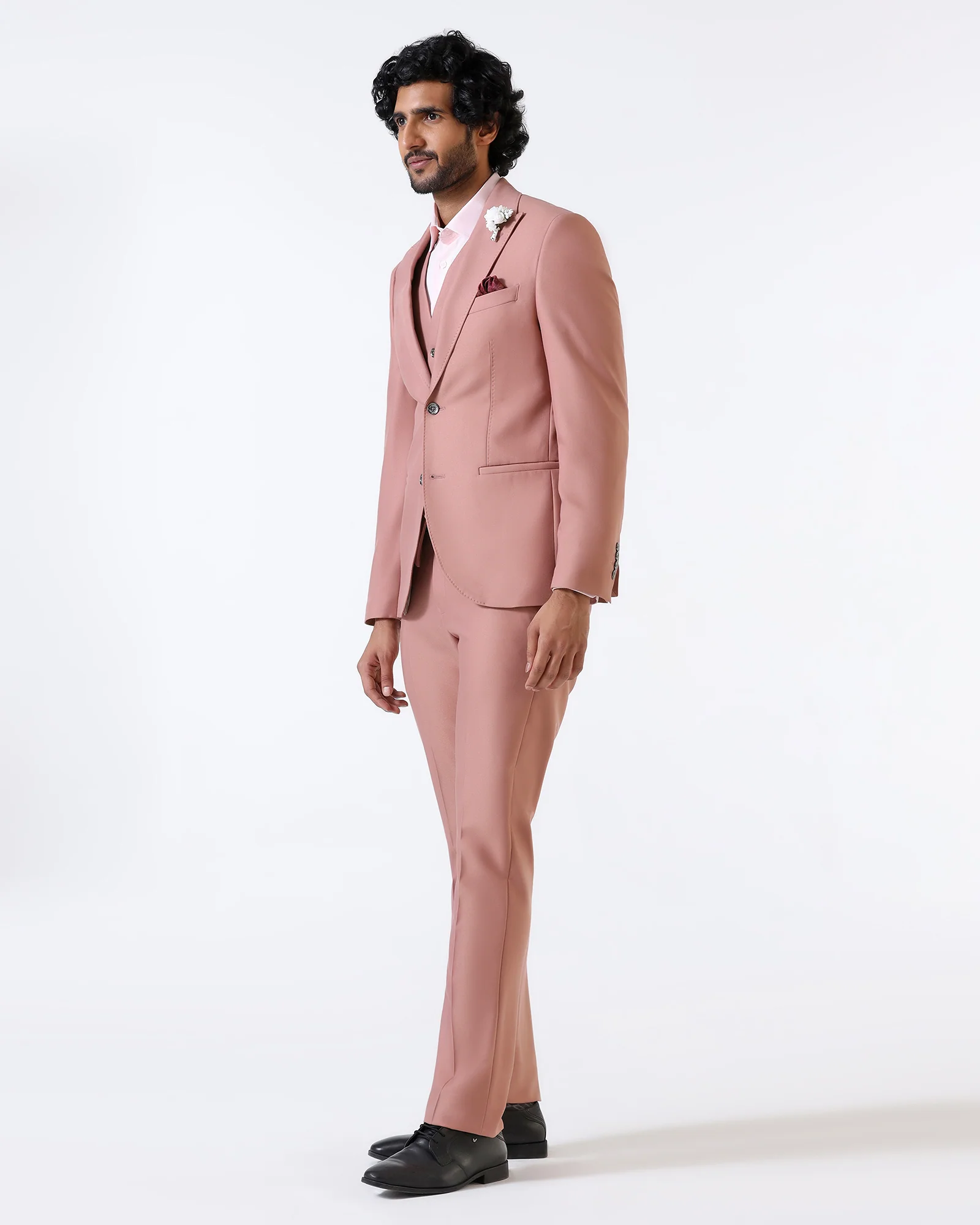 Pink Three Piece Solid Suit - Flint - Image 3
