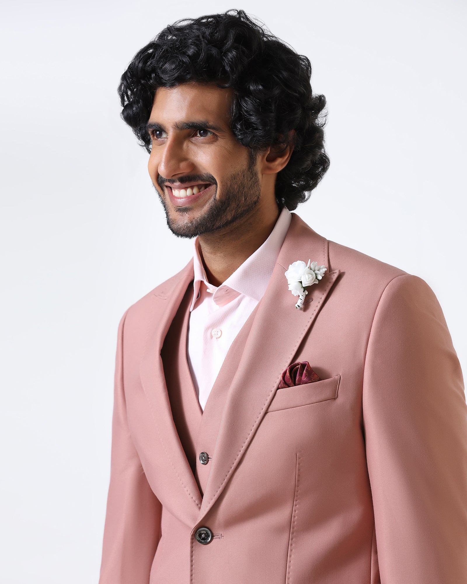 Pink Three Piece Solid Suit - Flint - Image 4
