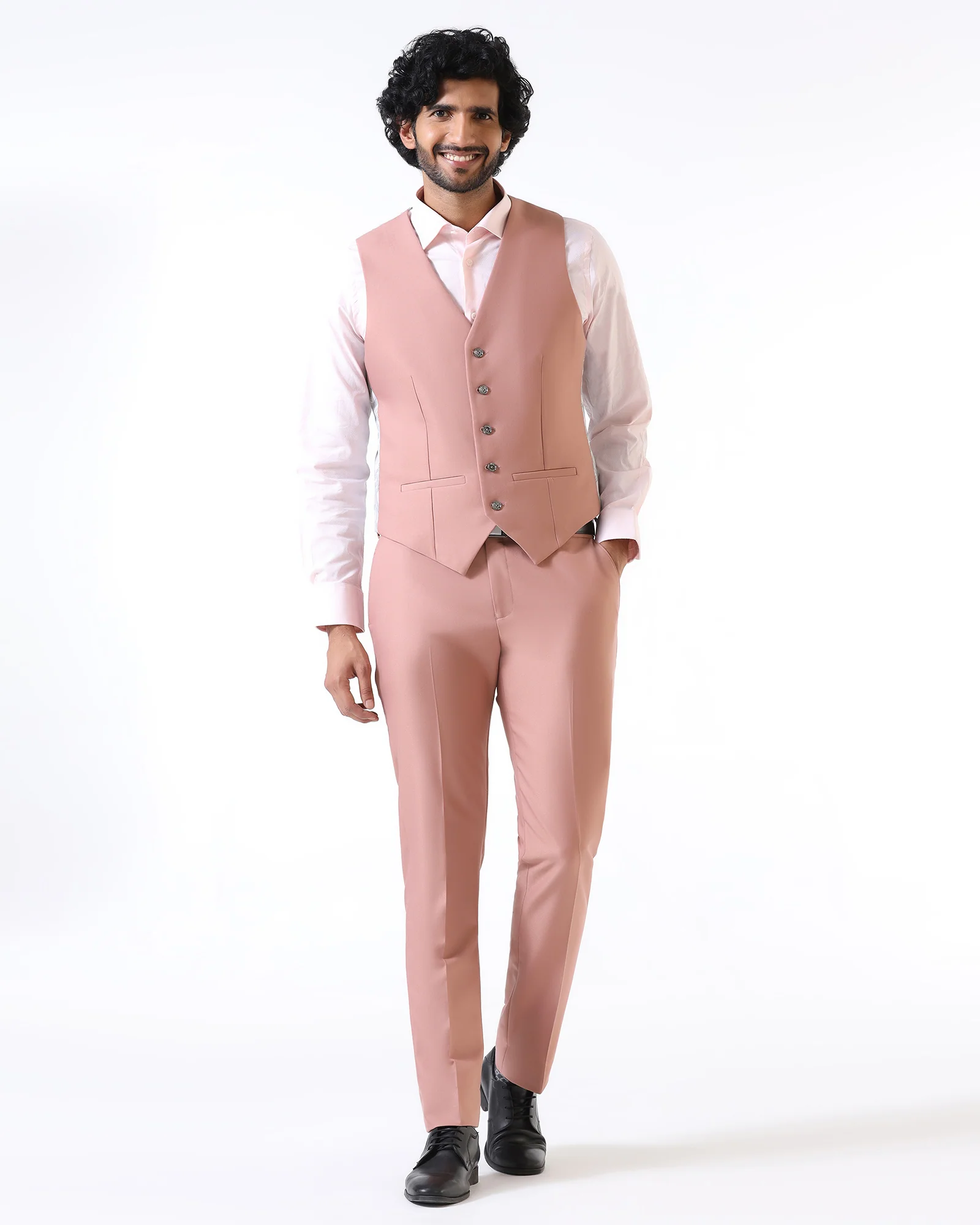Pink Three Piece Solid Suit - Flint - Image 5