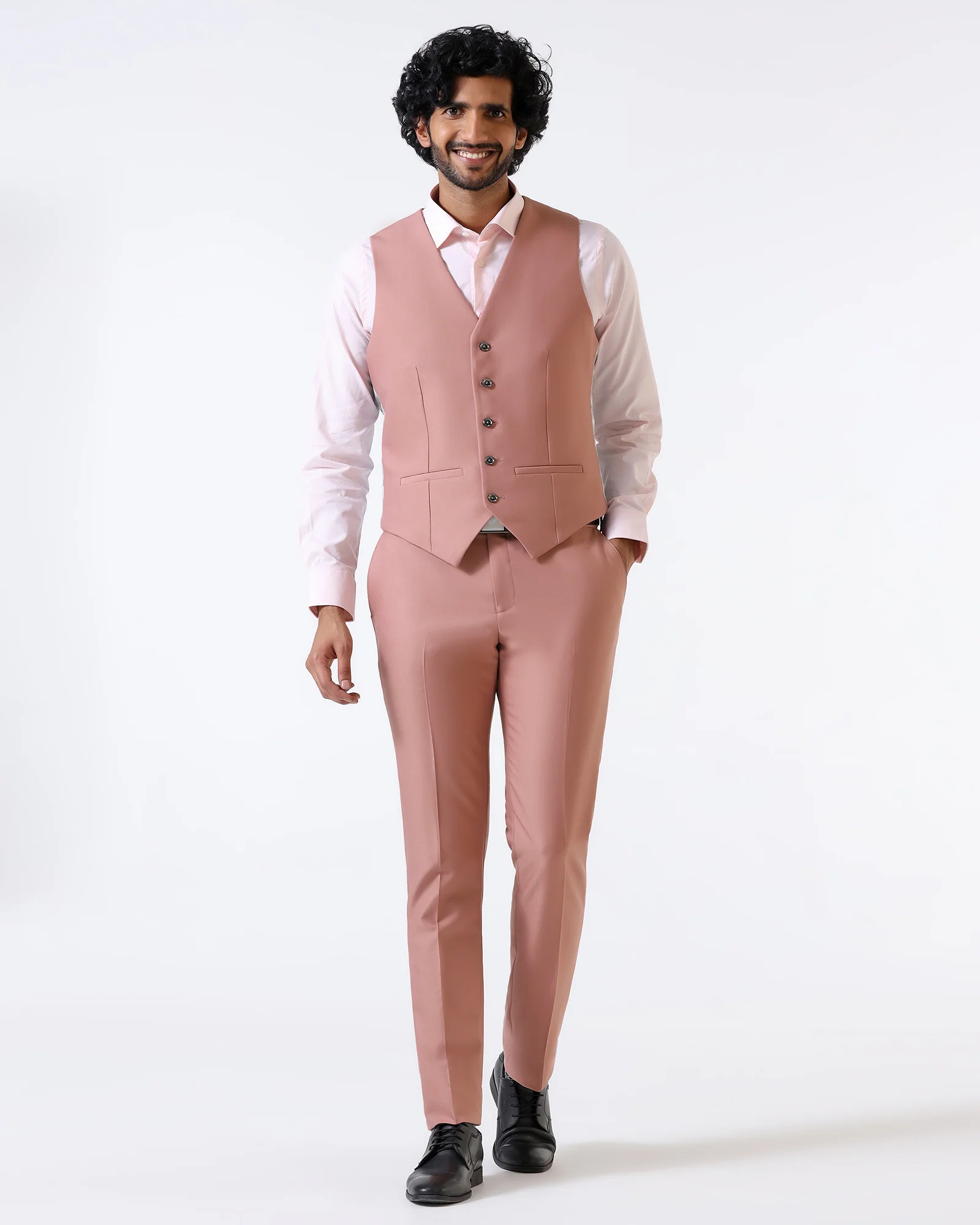 Pink Three Piece Solid Suit - Flint - Image 7