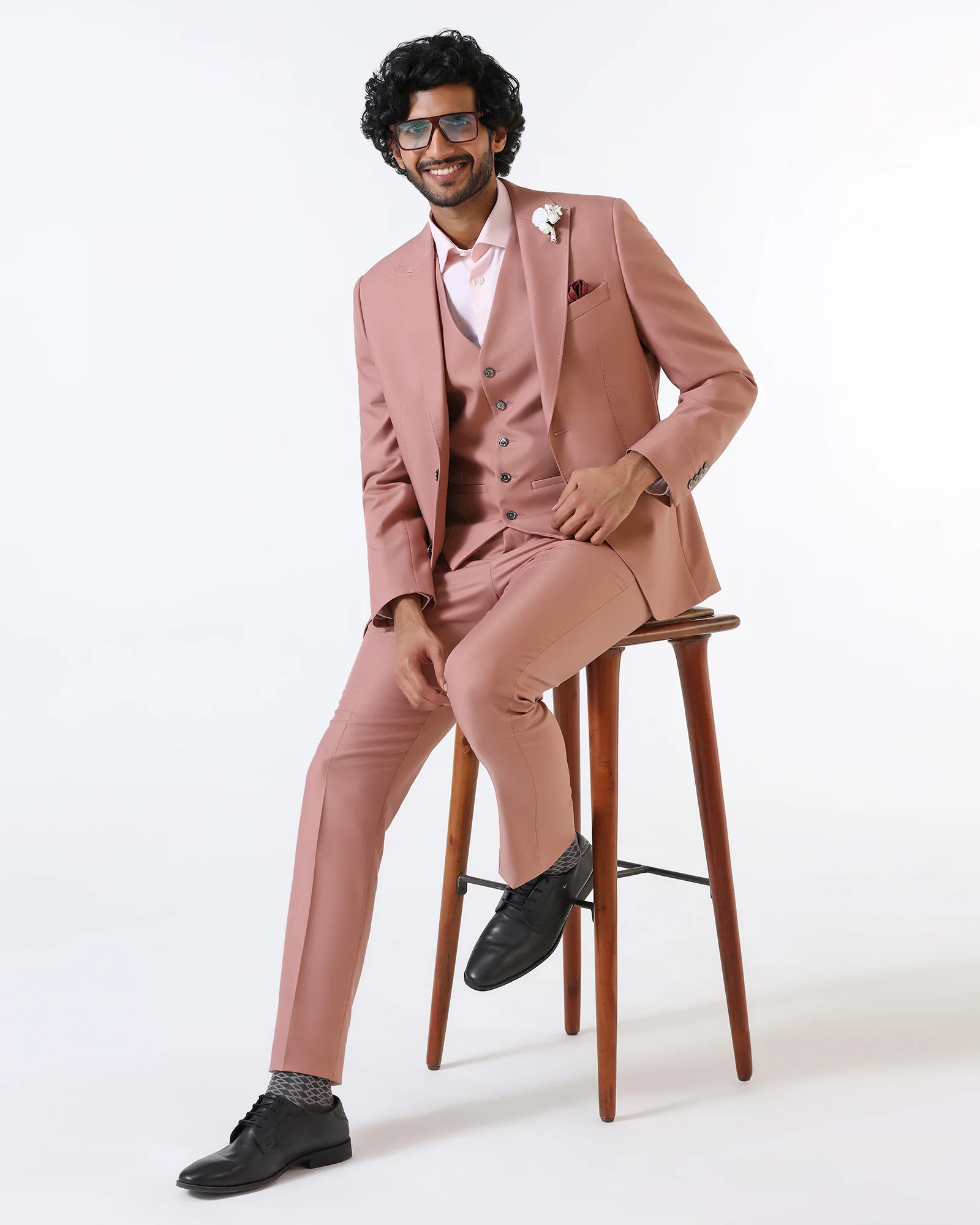 Pink Three Piece Solid Suit - Flint - Image 8