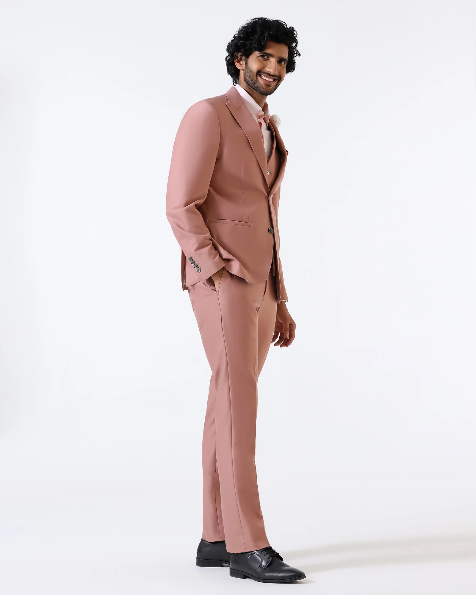 Pink Three Piece Solid Suit - Flint - Image 9