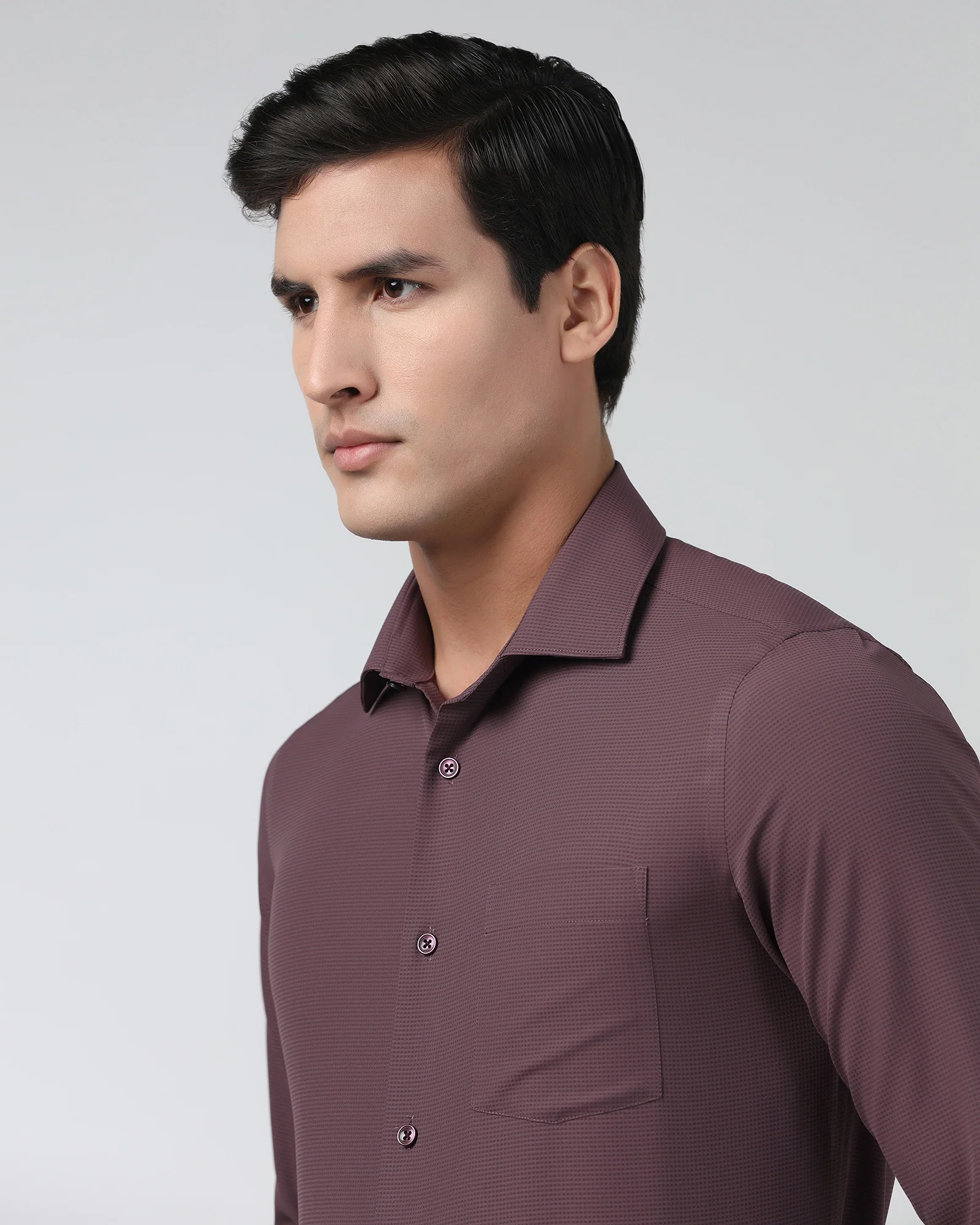 Plum Non Iron Textured Shirt - Relay E - Image 4