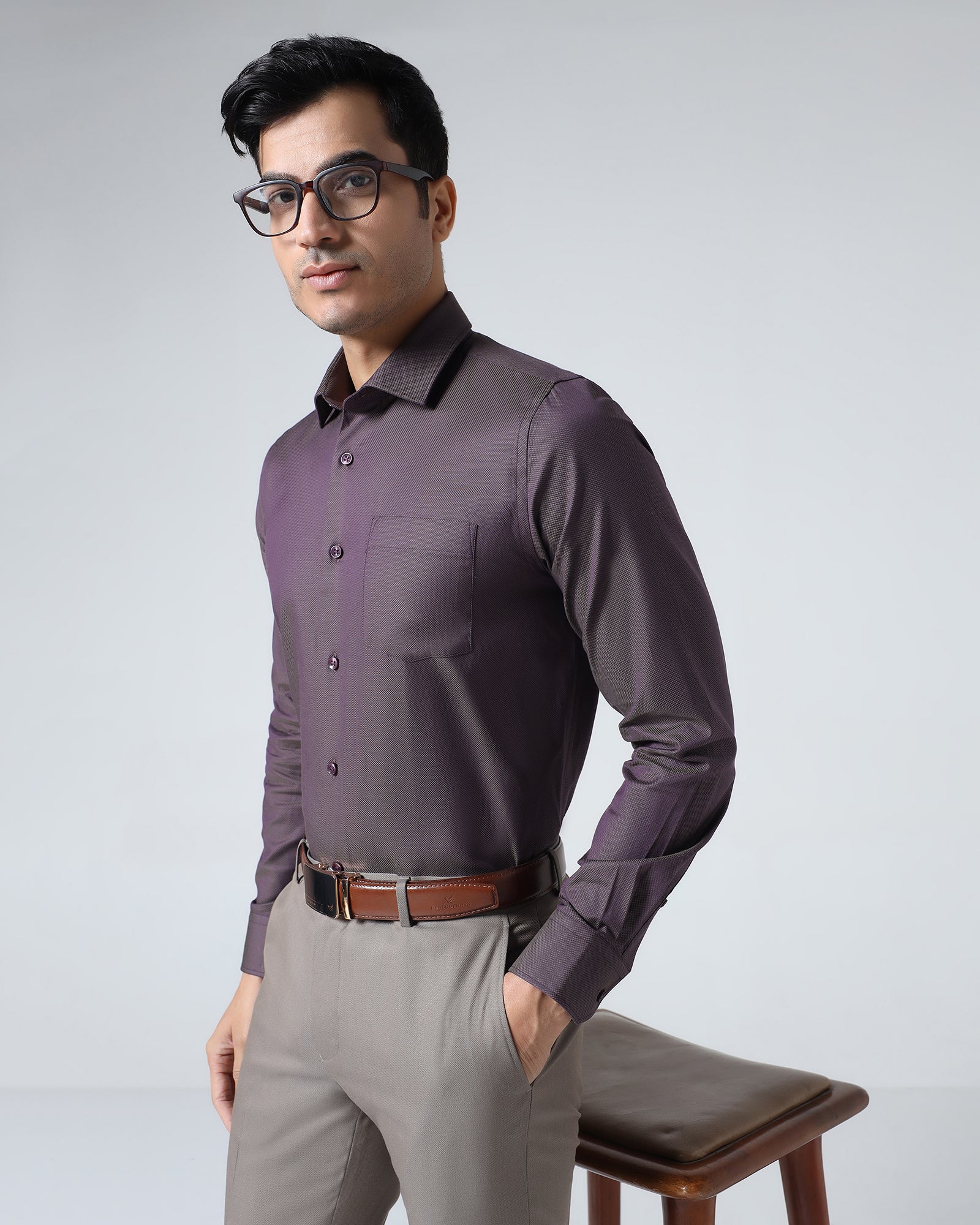 Plum Textured Shirt - Magnus - Image 7