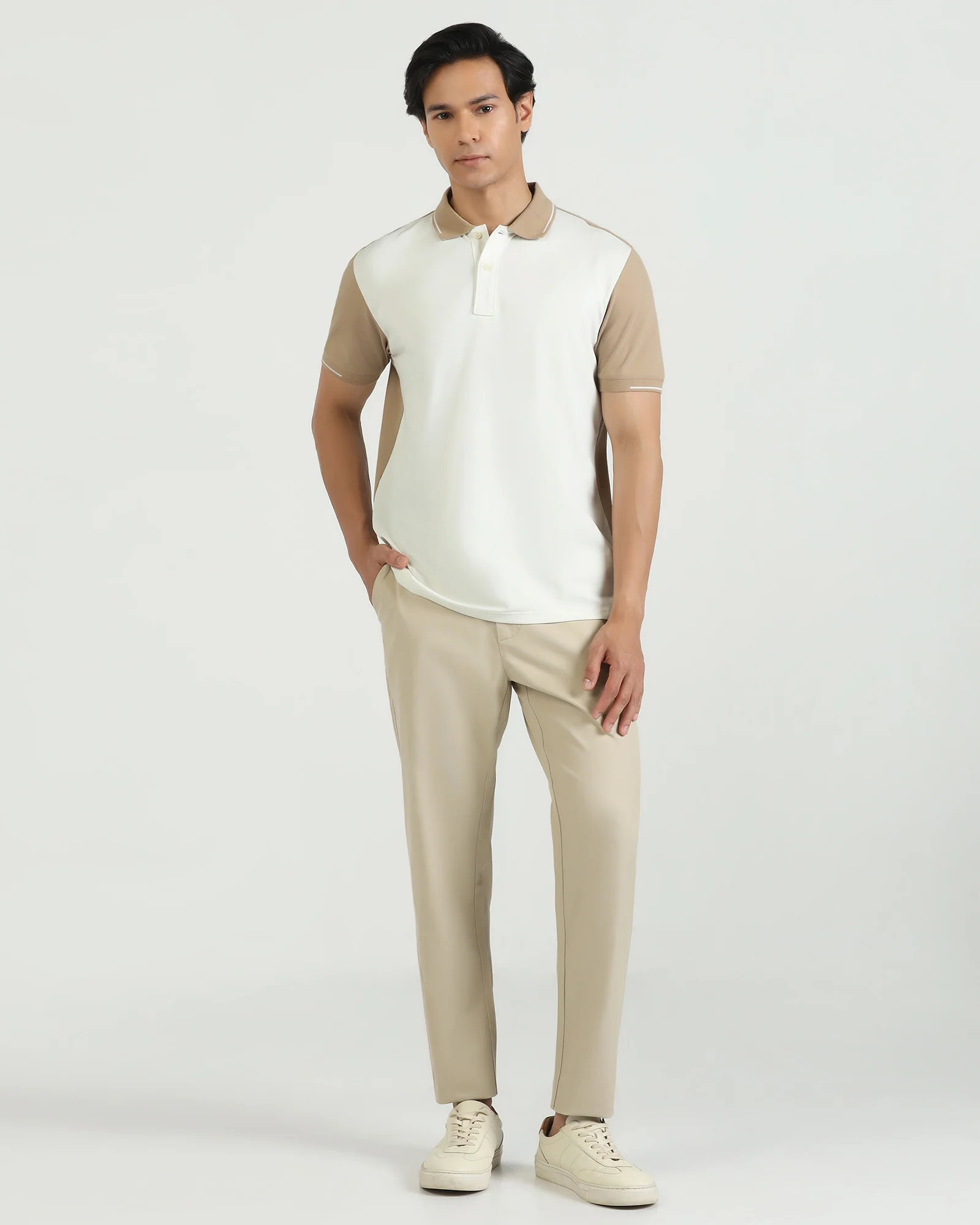 Polo Beige Solid T-Shirt - Mike - Image 3