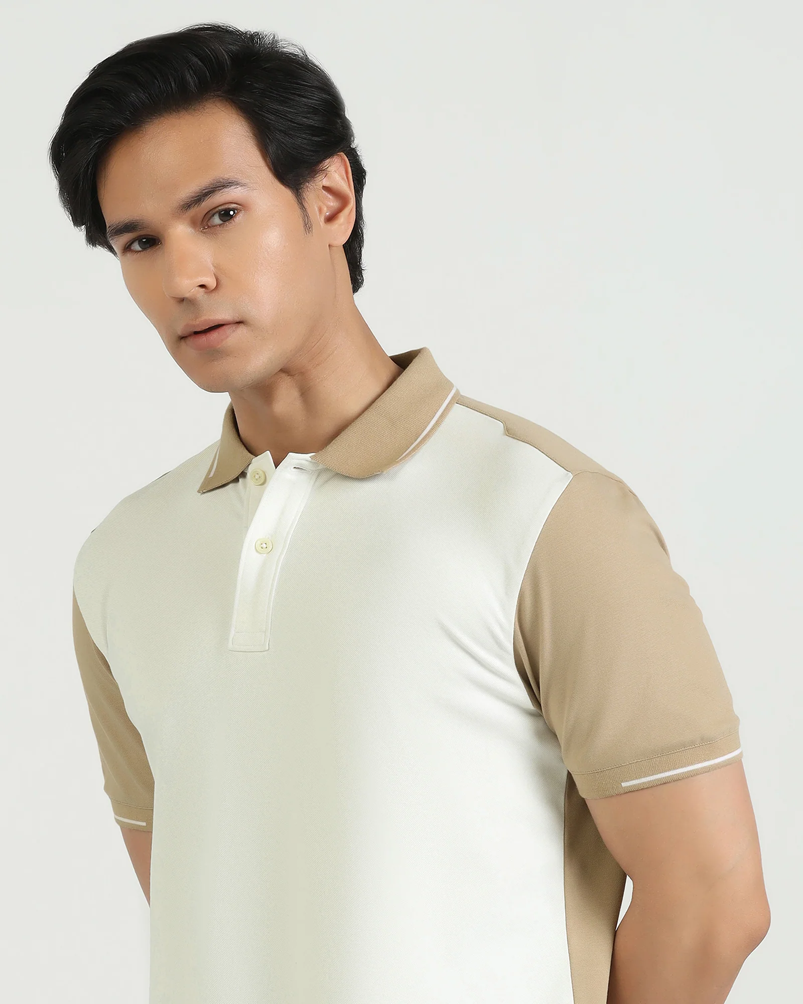 Polo Beige Solid T-Shirt - Mike - Image 4