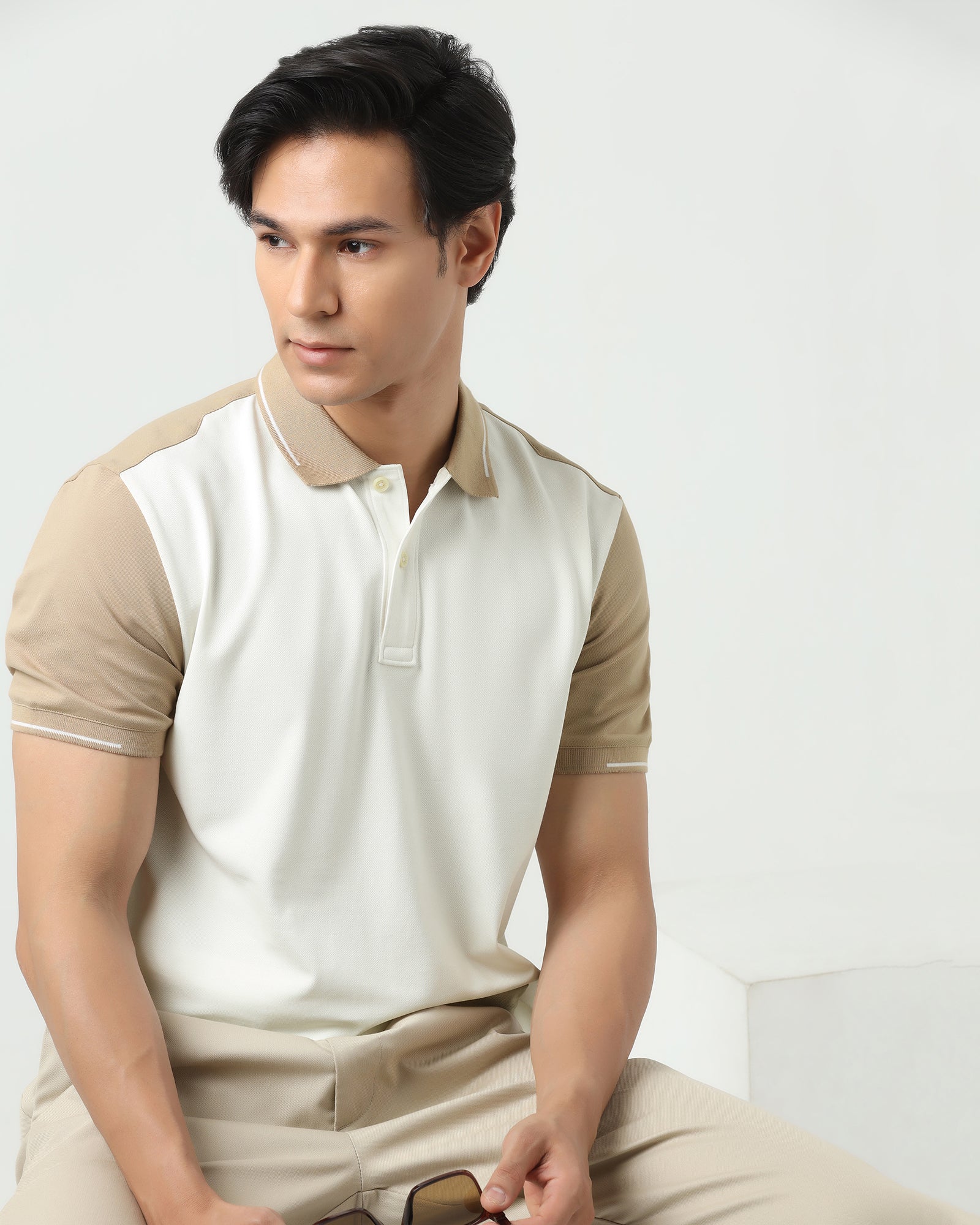 Polo Beige Solid T-Shirt - Mike - Image 9