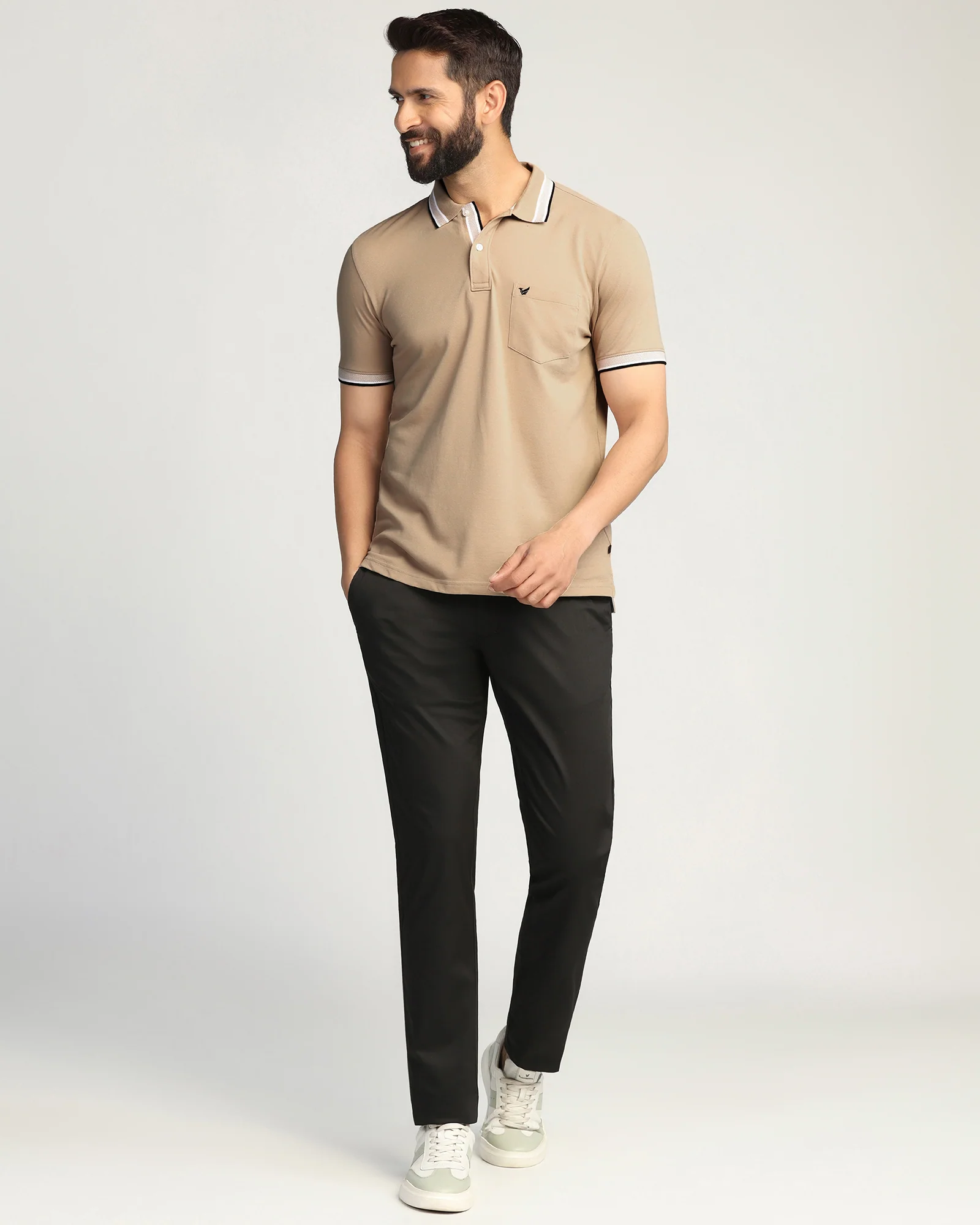 Polo Beige Solid T-Shirt - Taurus - Image 3