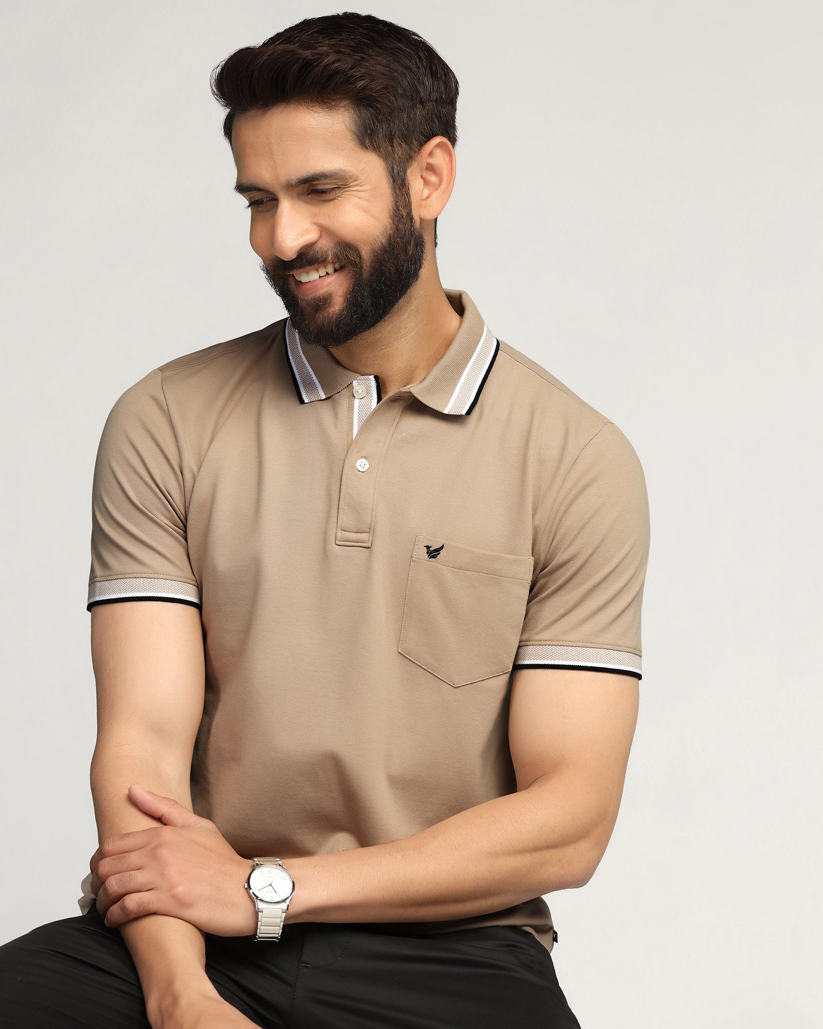 Polo Beige Solid T-Shirt - Taurus - Image 8