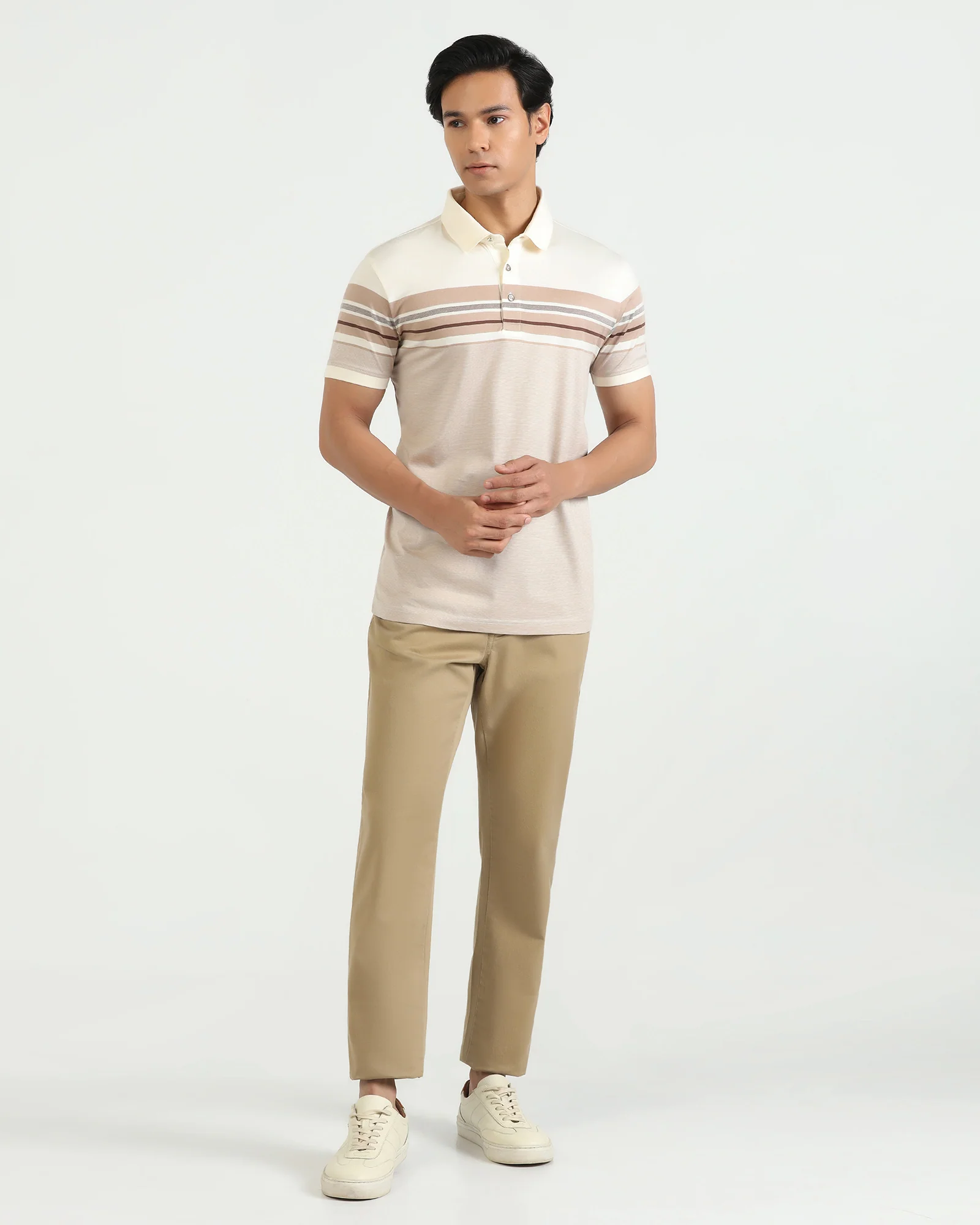 Polo Beige Stripe T-Shirt - Bella - Image 3