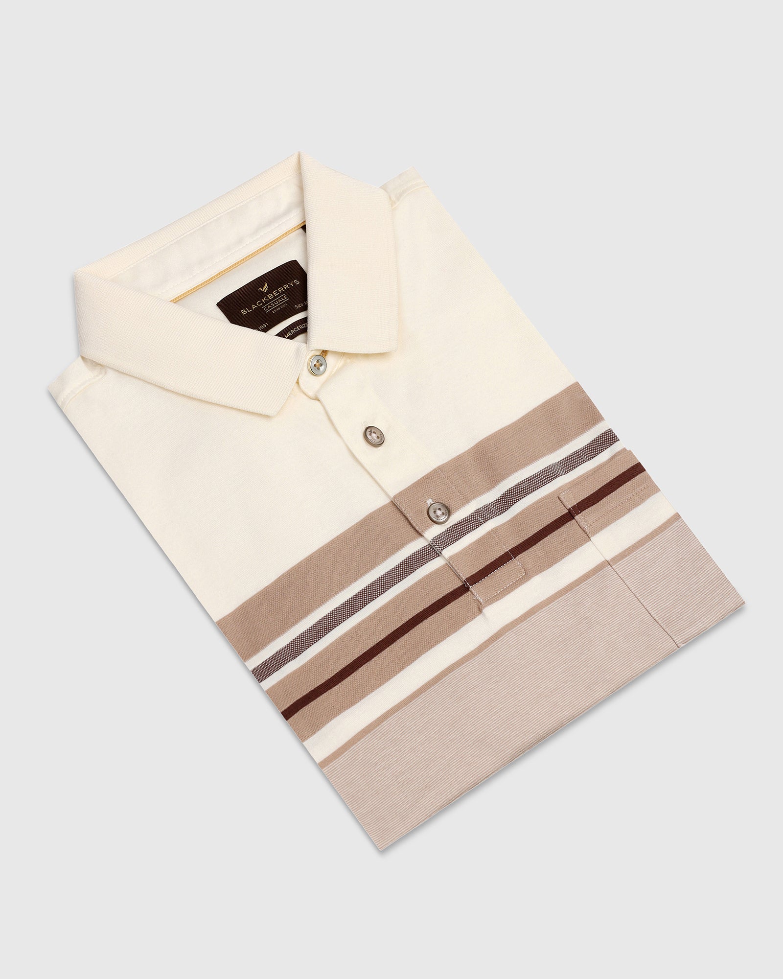 Polo Beige Stripe T-Shirt - Bella - Image 5