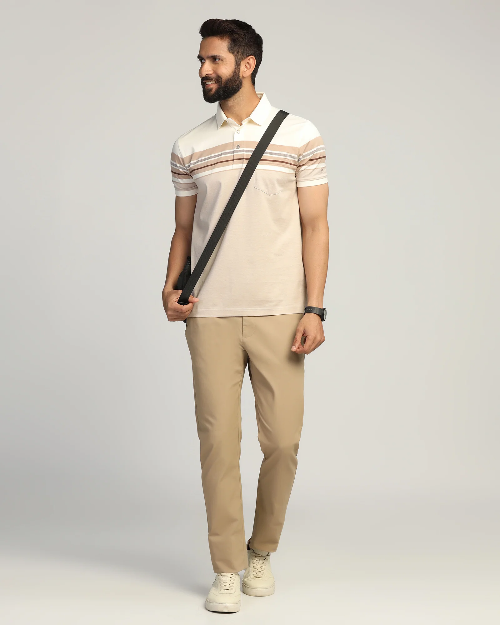 Polo Beige Stripe T-Shirt - Bella - Image 7