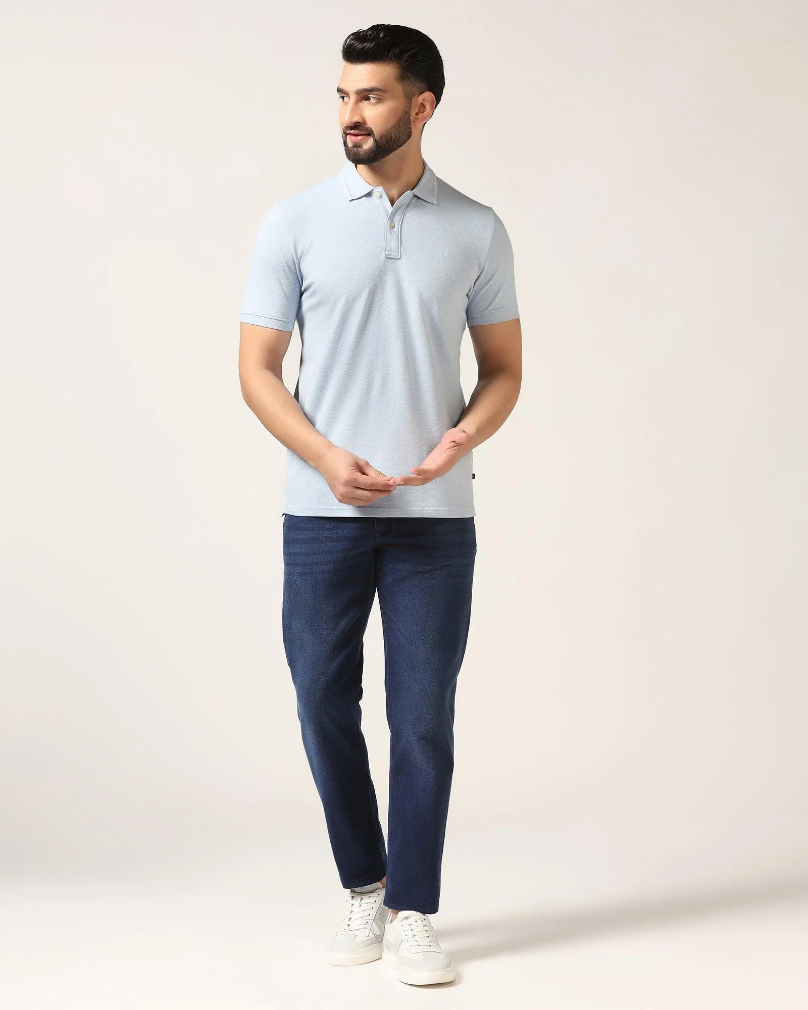 Polo Blue Melange Solid T-Shirt - Alec - Image 3