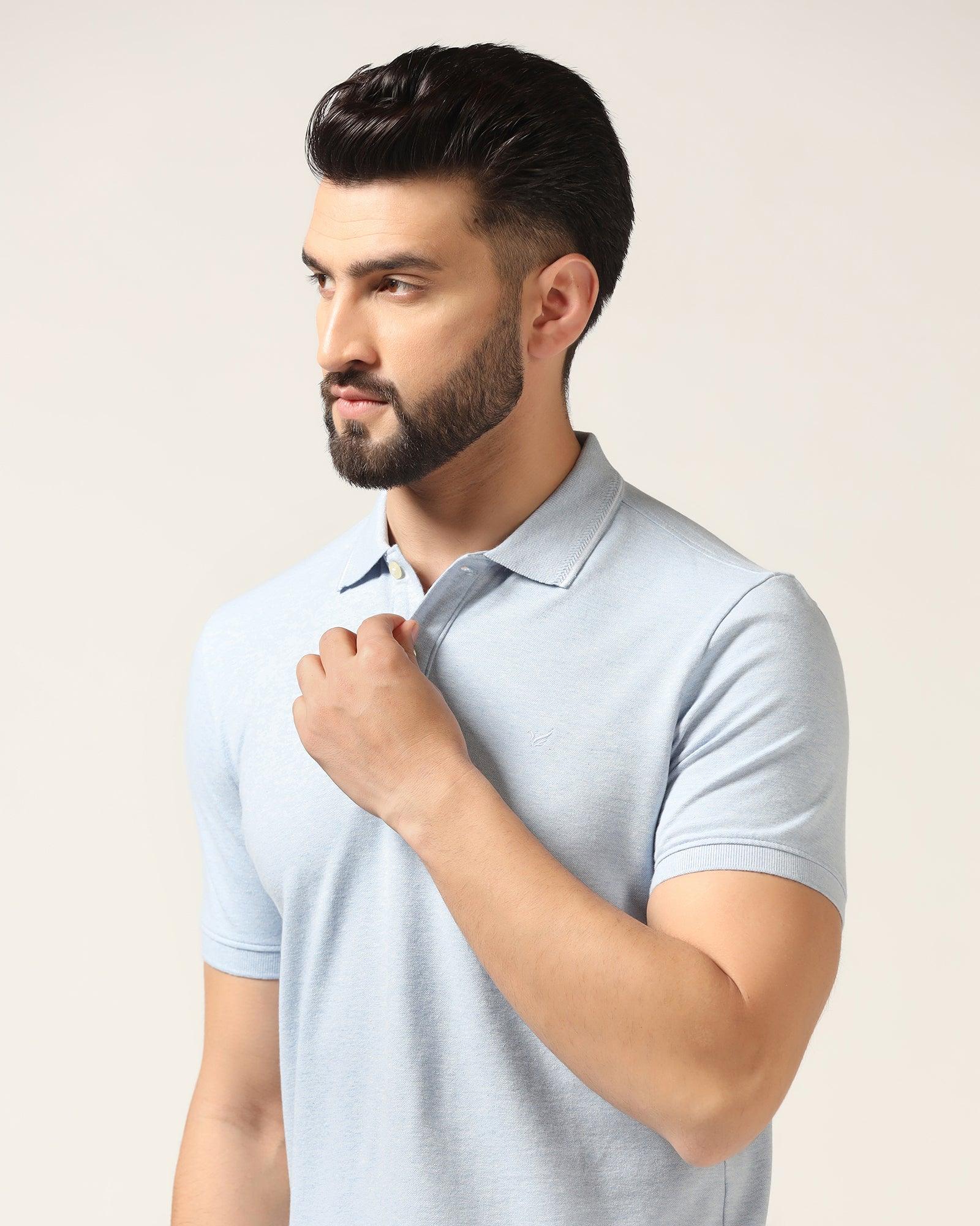 Polo Blue Melange Solid T-Shirt - Alec - Image 4