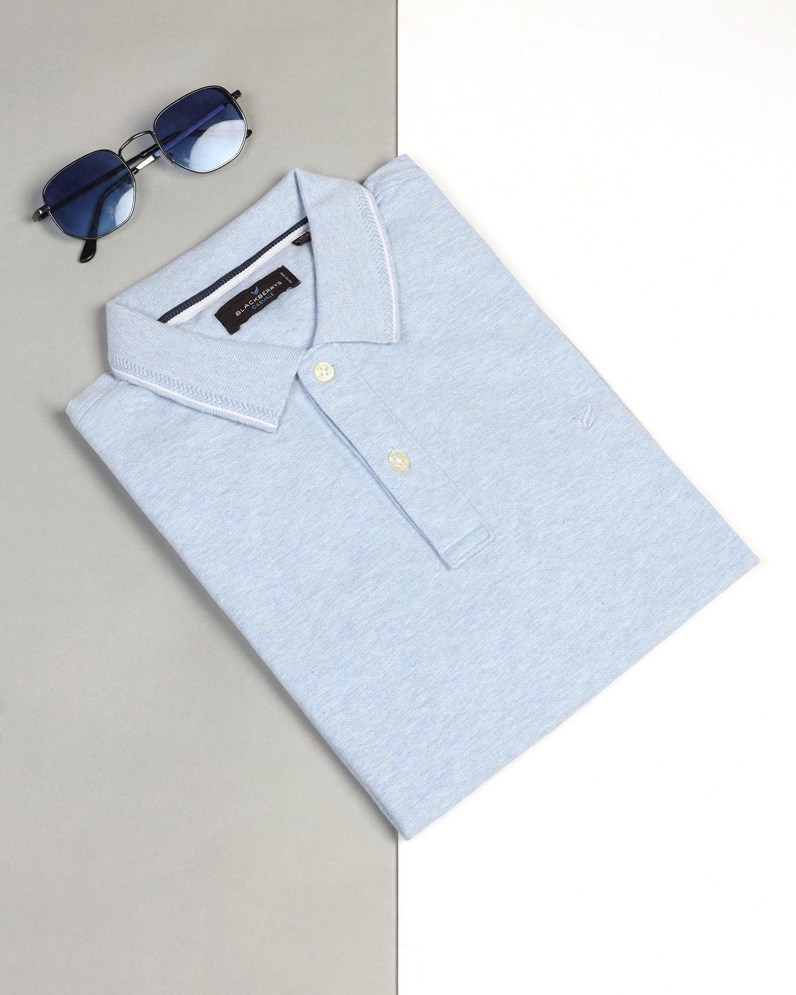 Polo Blue Melange Solid T-Shirt - Alec - Image 5