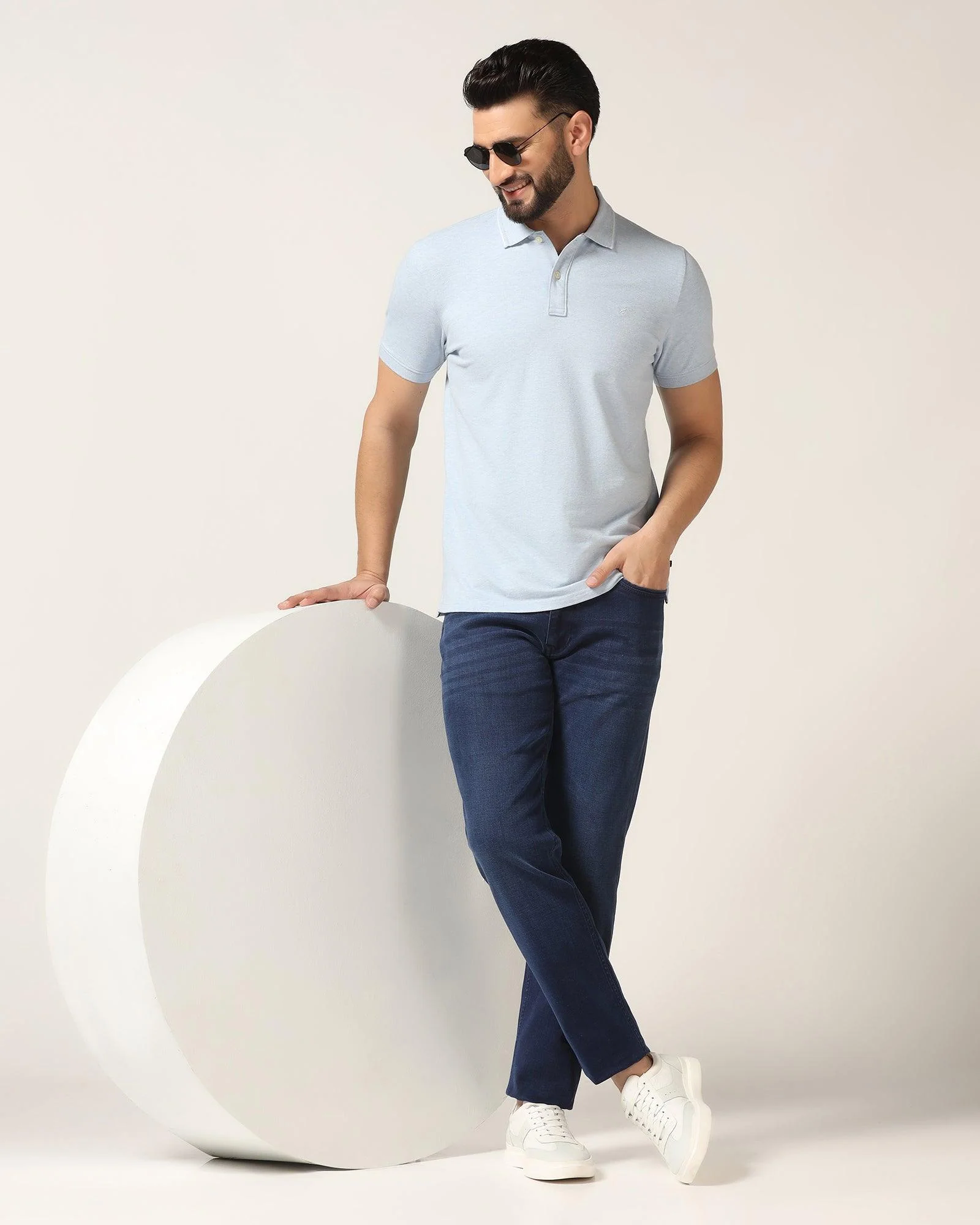 Polo Blue Melange Solid T-Shirt - Alec - Image 6