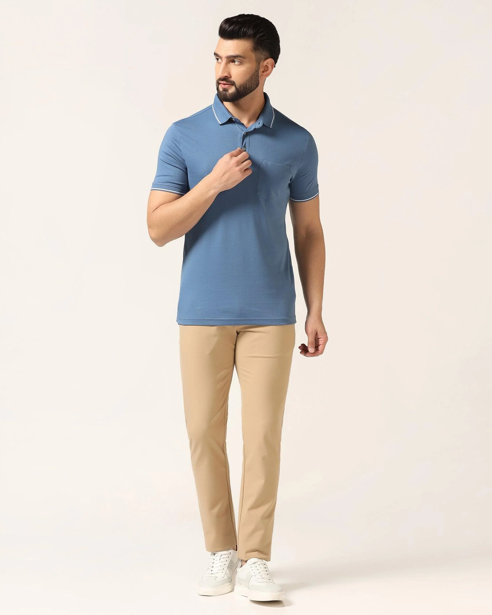 Polo Blue Solid T-Shirt - Adam - Image 3