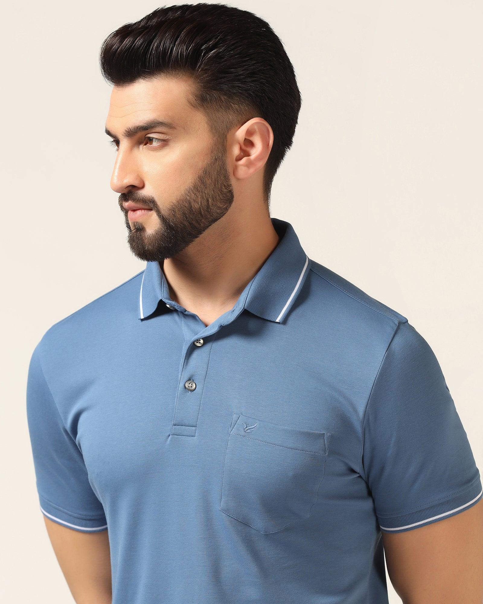 Polo Blue Solid T-Shirt - Adam - Image 4