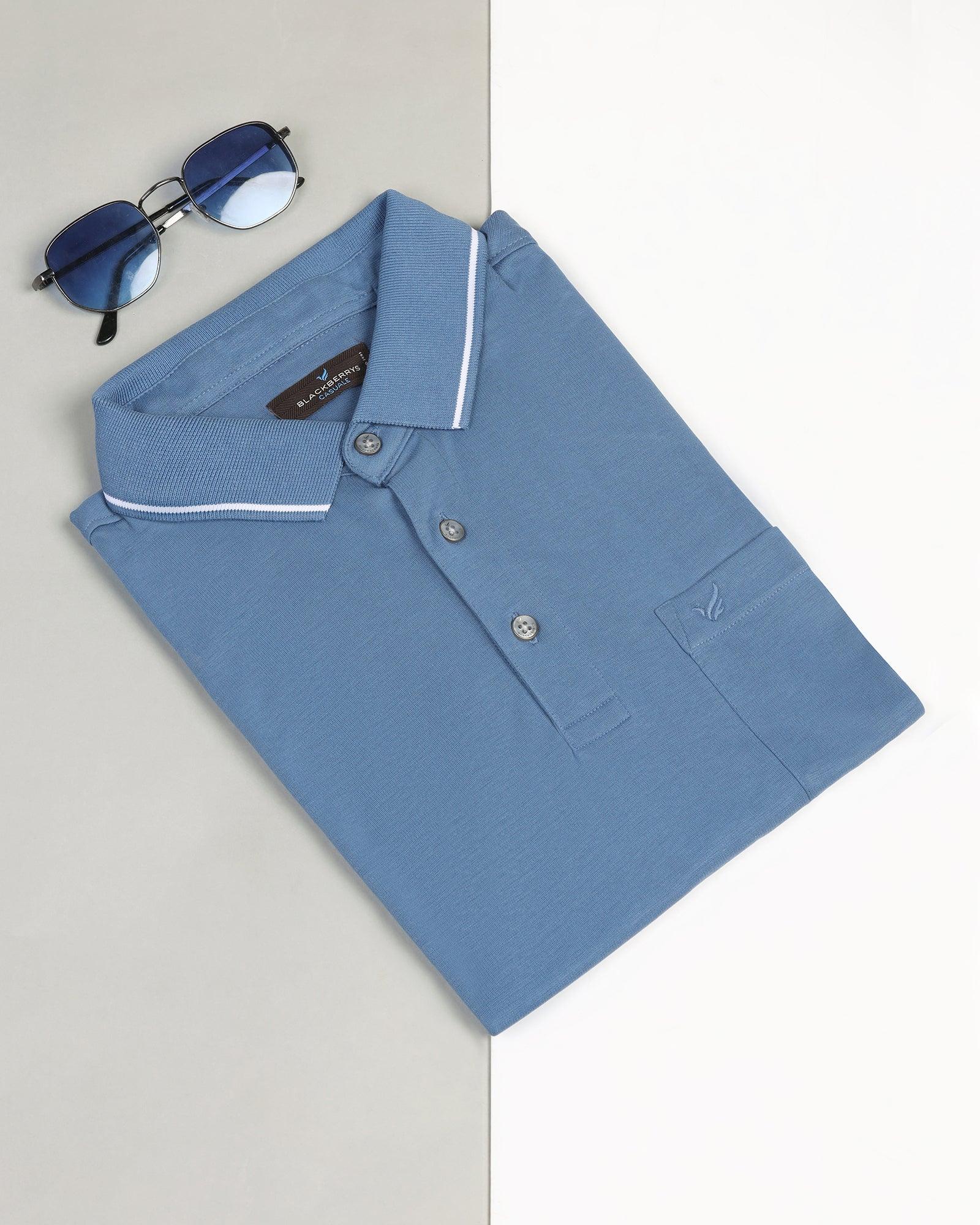 Polo Blue Solid T-Shirt - Adam - Image 5