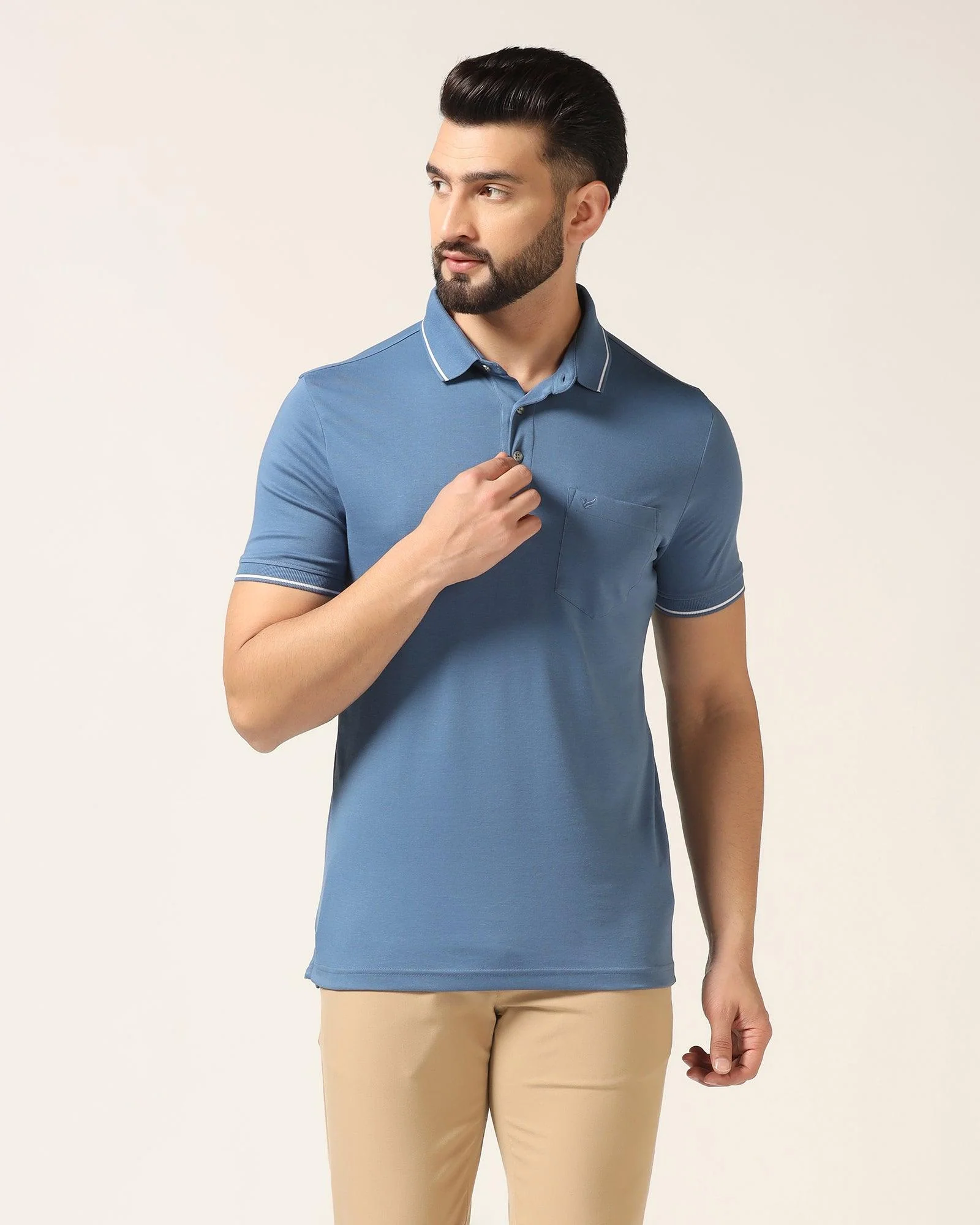Polo Blue Solid T-Shirt - Adam - Image 7