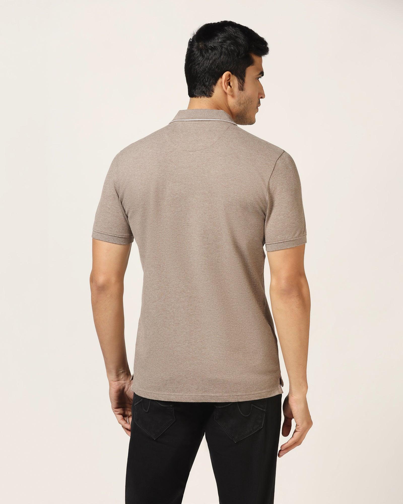 Polo Brown Melange Solid T-Shirt - Alec - Image 2