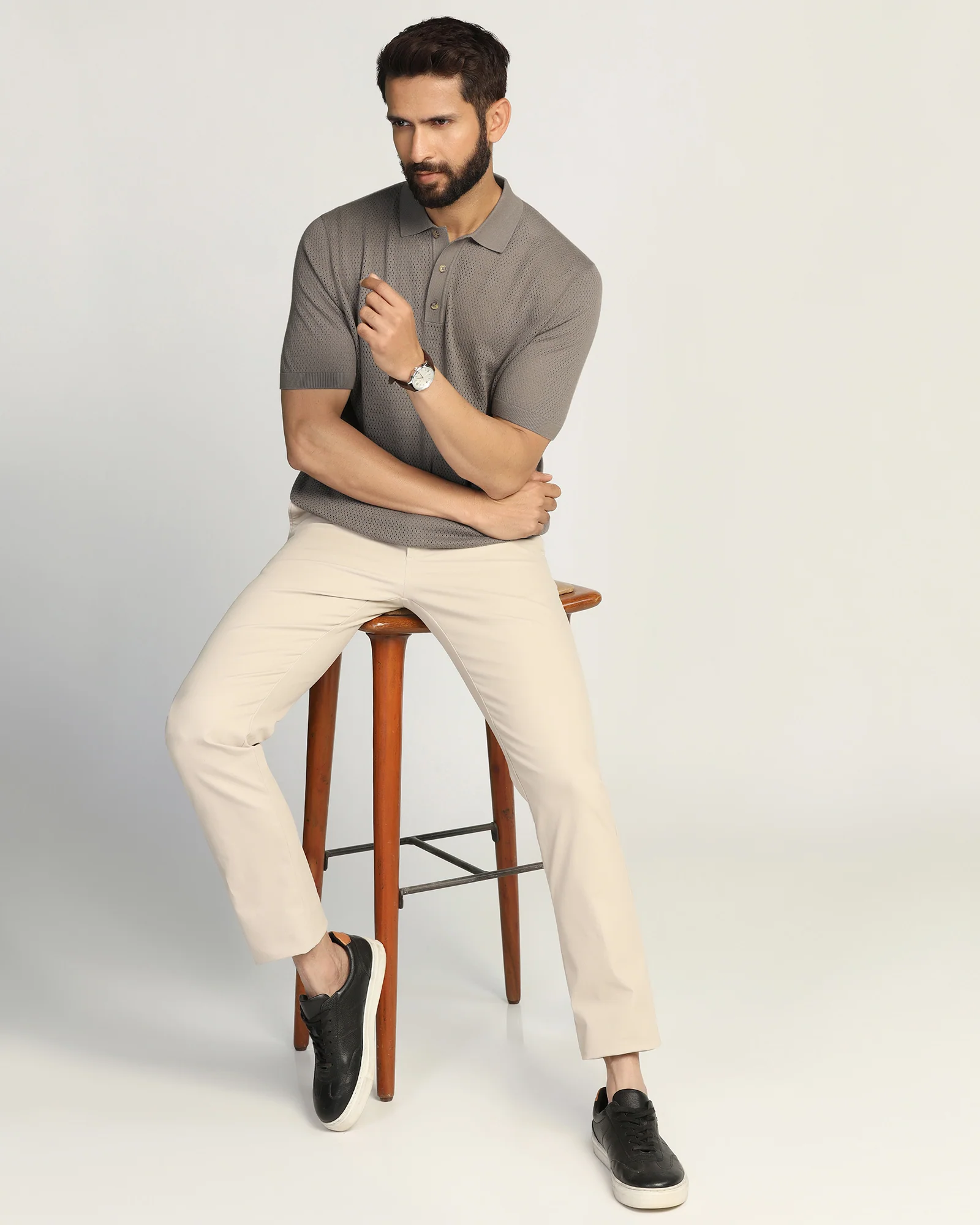 Polo Brown Textured T-Shirt - Mesh - Image 7