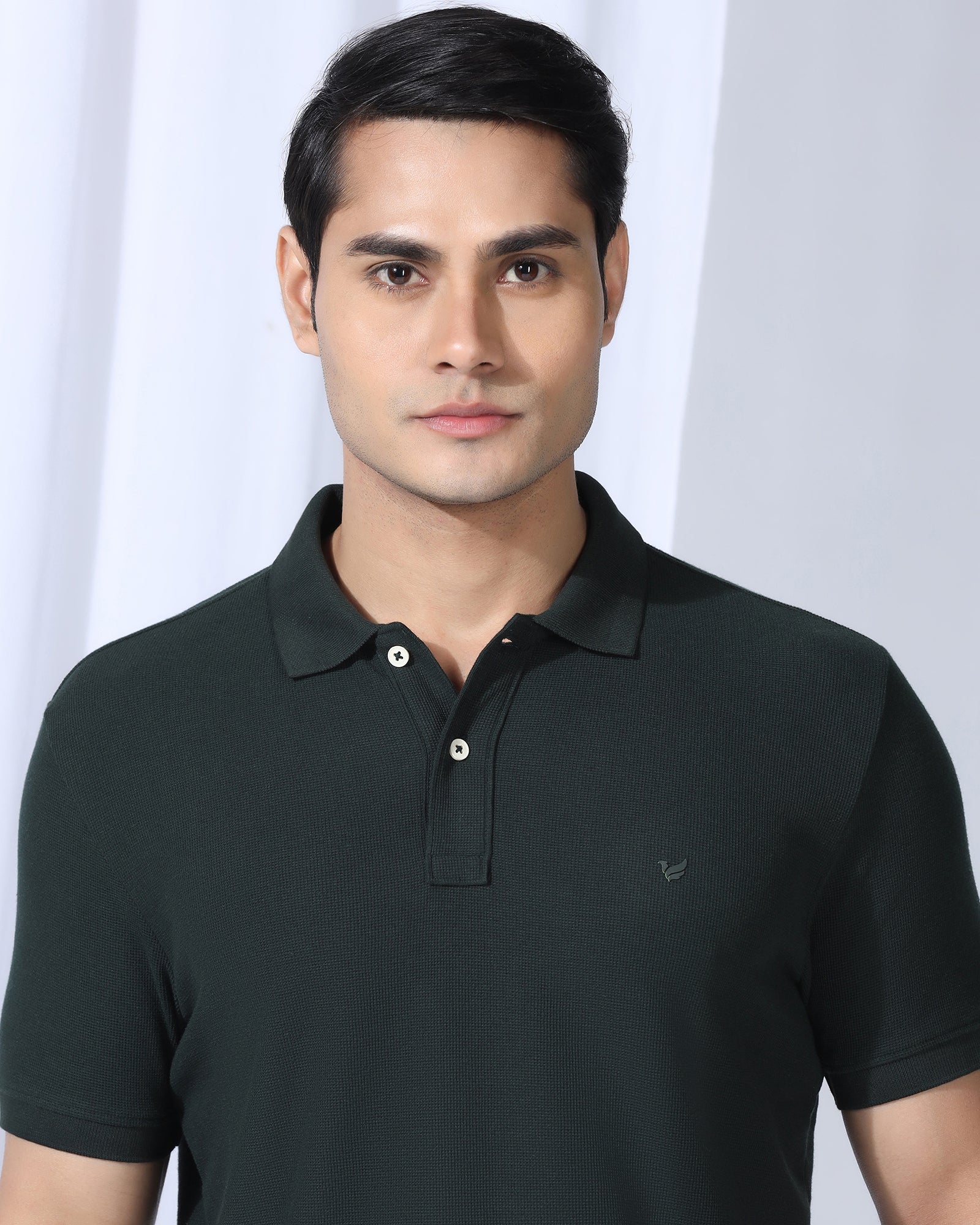 Polo Dark Olive Textured T-Shirt - Kailen - Image 4