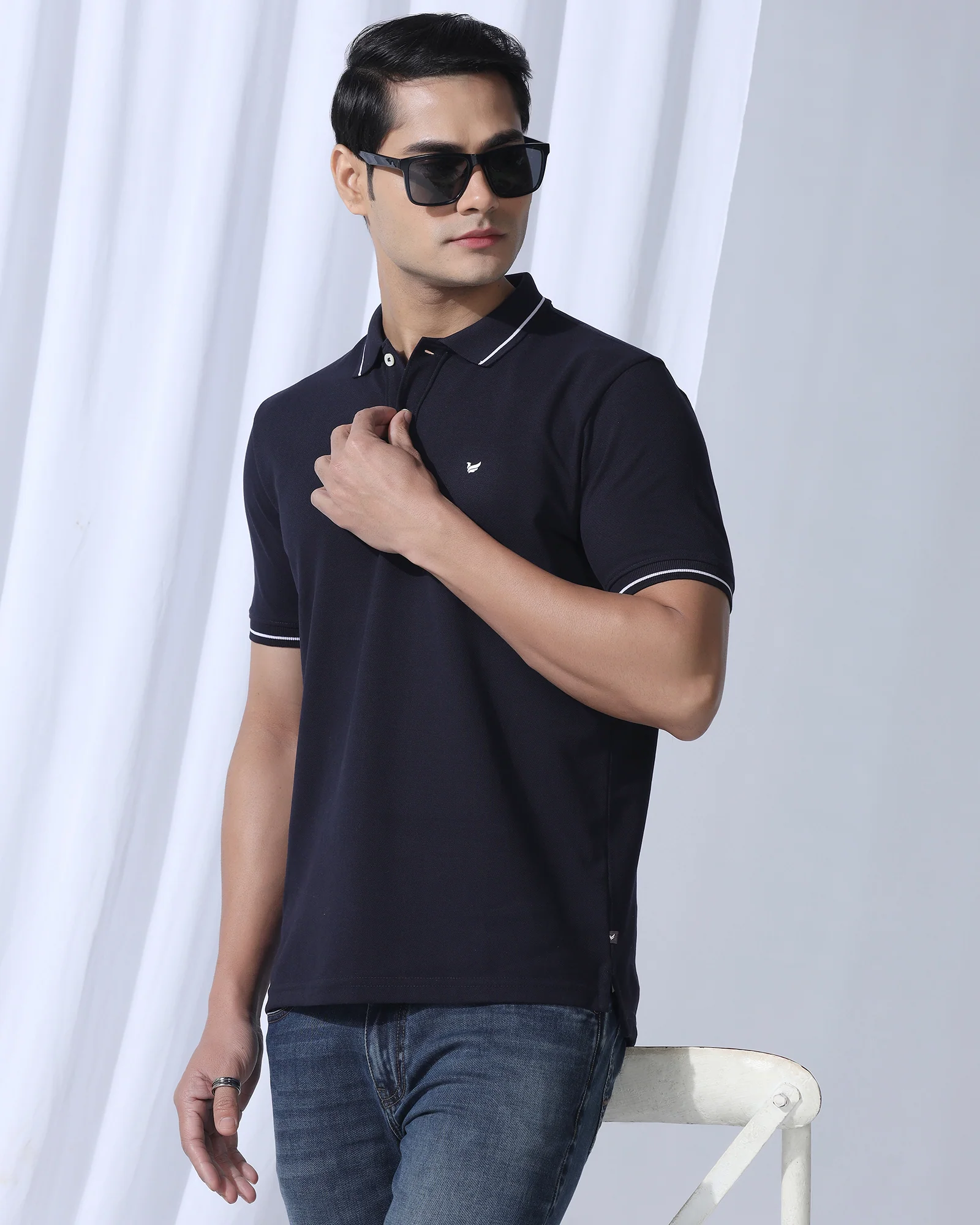 Polo Deep Navy Solid T-Shirt - Elara - Image 7