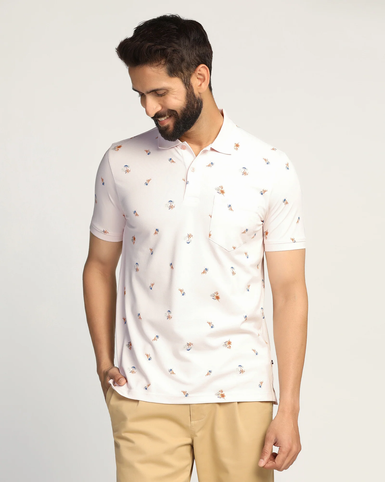 Polo Light Pink Printed T-Shirt - Depp