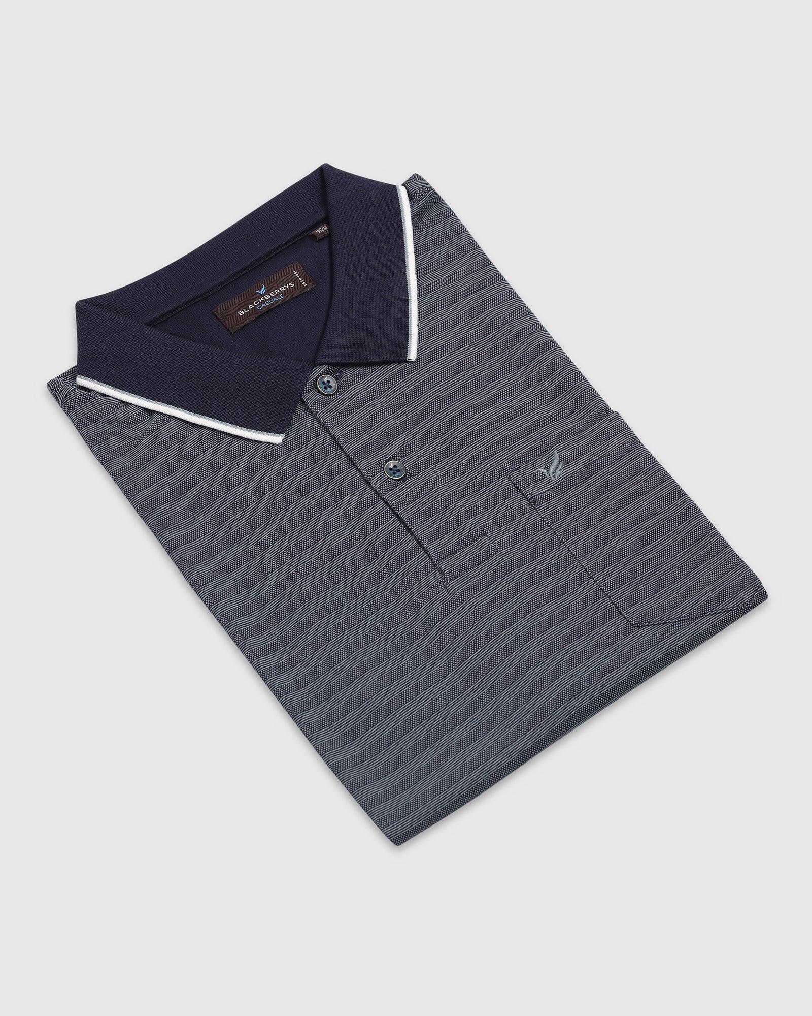 Polo Navy Structure T-Shirt - Kiyo - Image 5