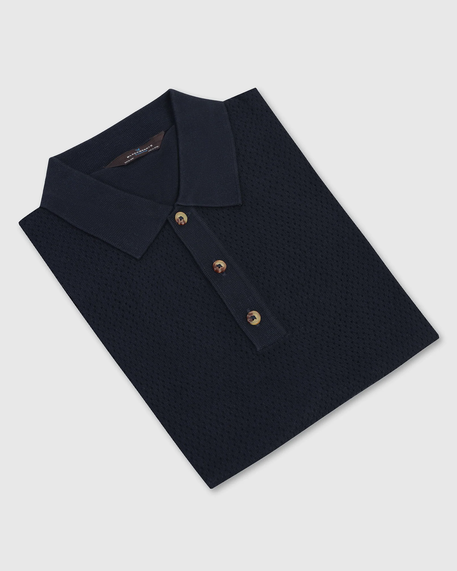 Polo Navy Textured T-Shirt - Mesh - Image 5