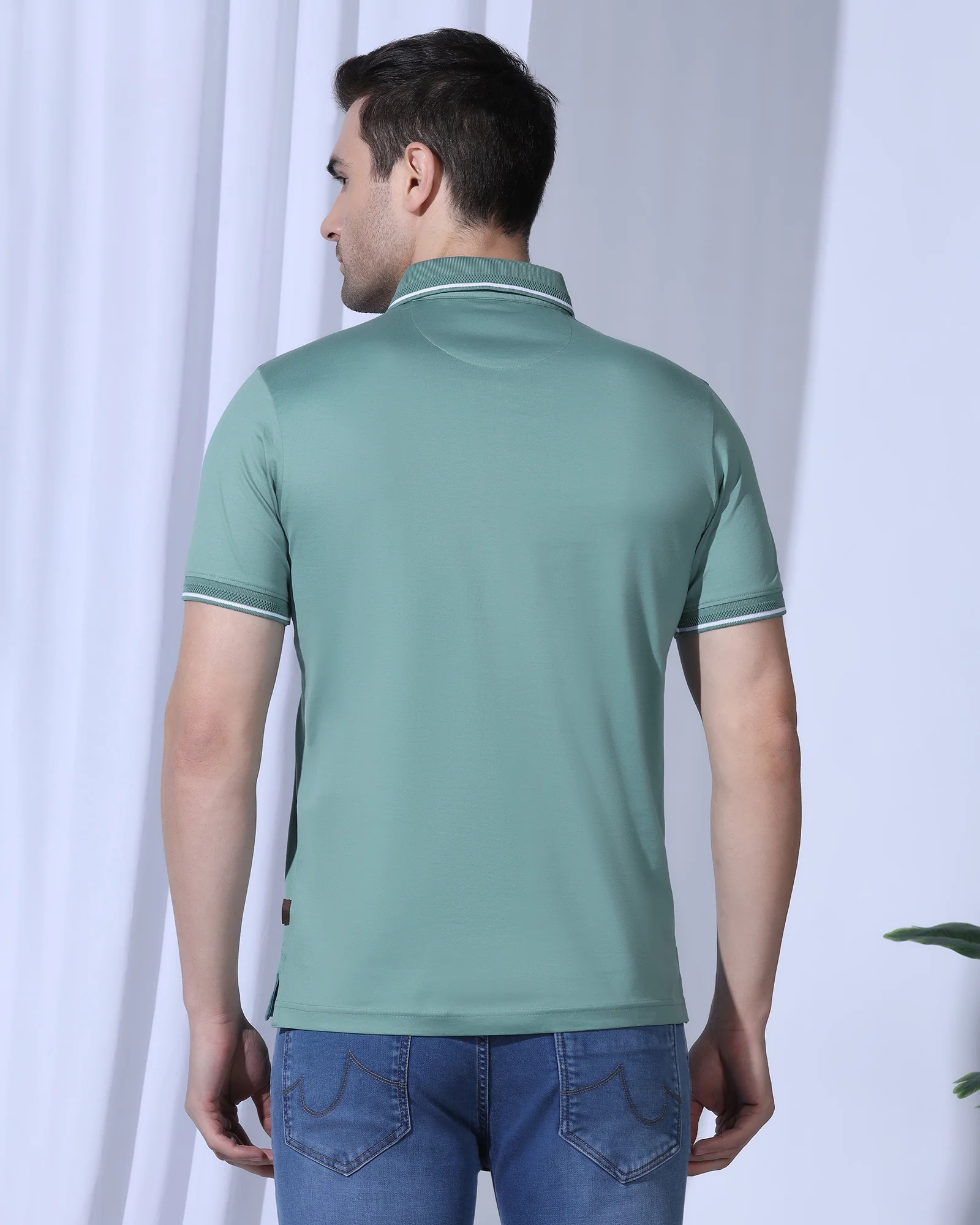 Polo Neutral Green Solid T-Shirt - Orion - Image 2